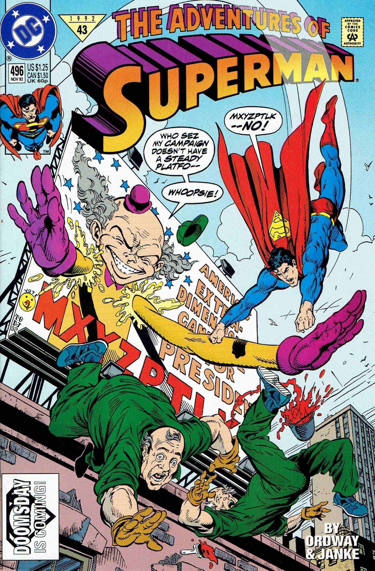 Adventures of Superman #496 CVR A DC Comics 1992 FN