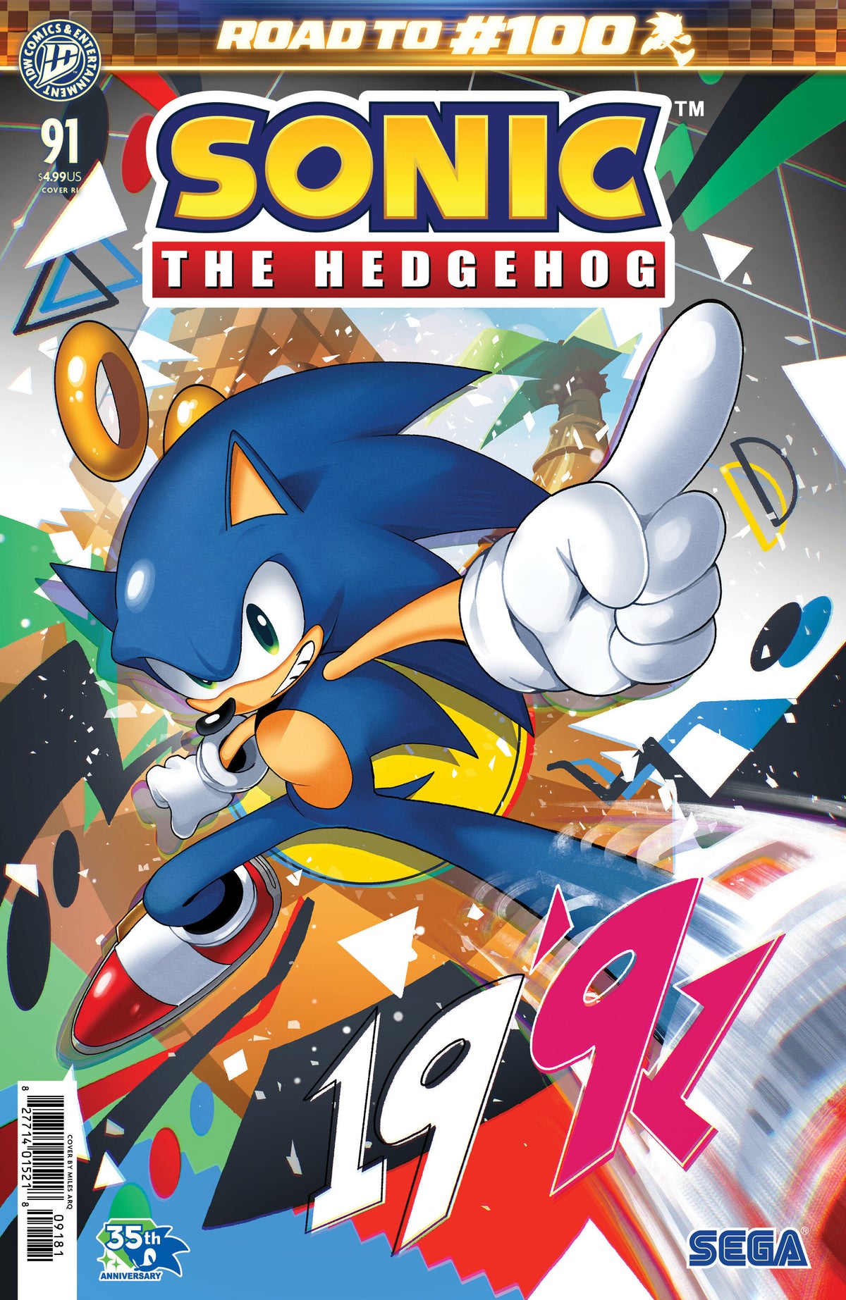Sonic the Hedgehog #91 Variant RI (50) (Arq) (VF/NM) - Packrat Comics