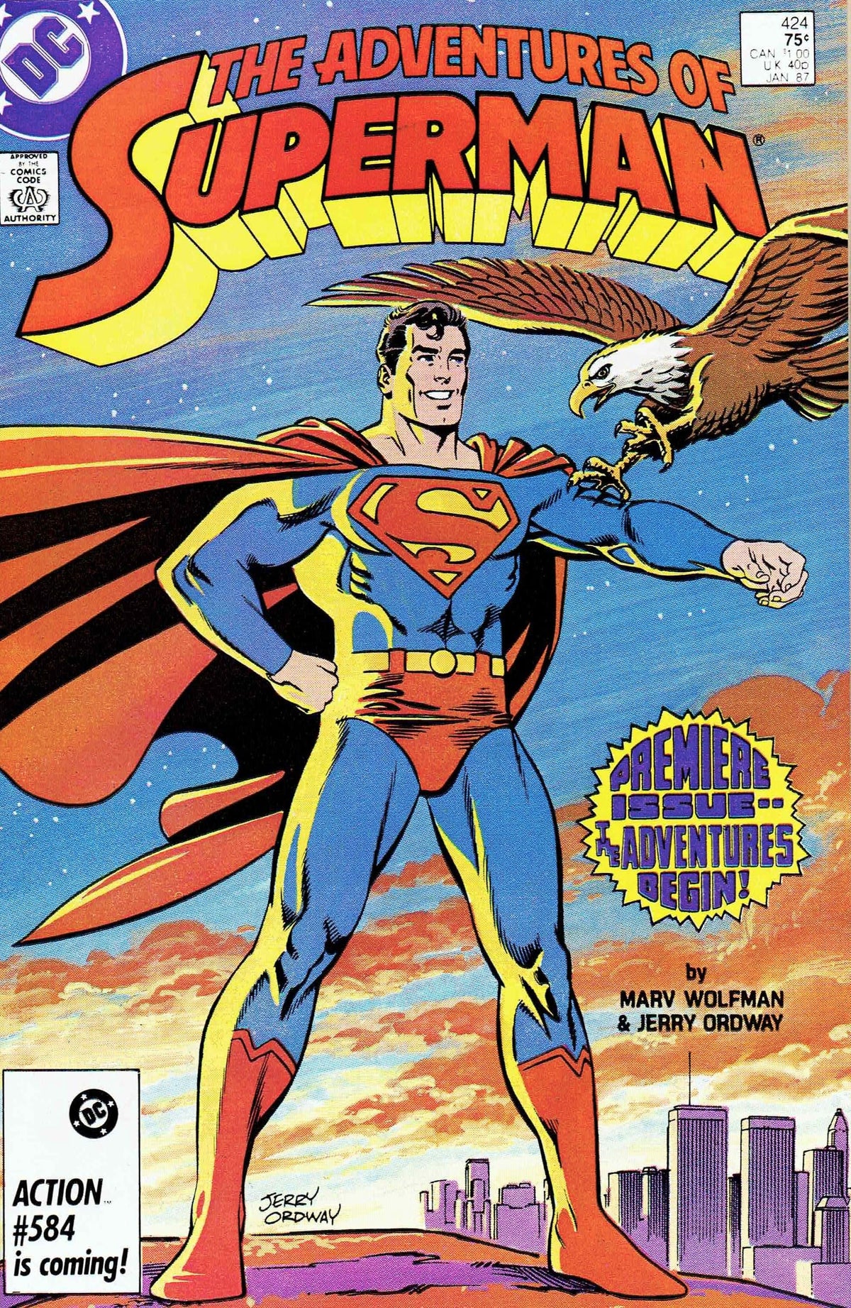 DC Comics COMIC BOOK Adventures of Superman #424 CVR A DC Comics 1987 FN