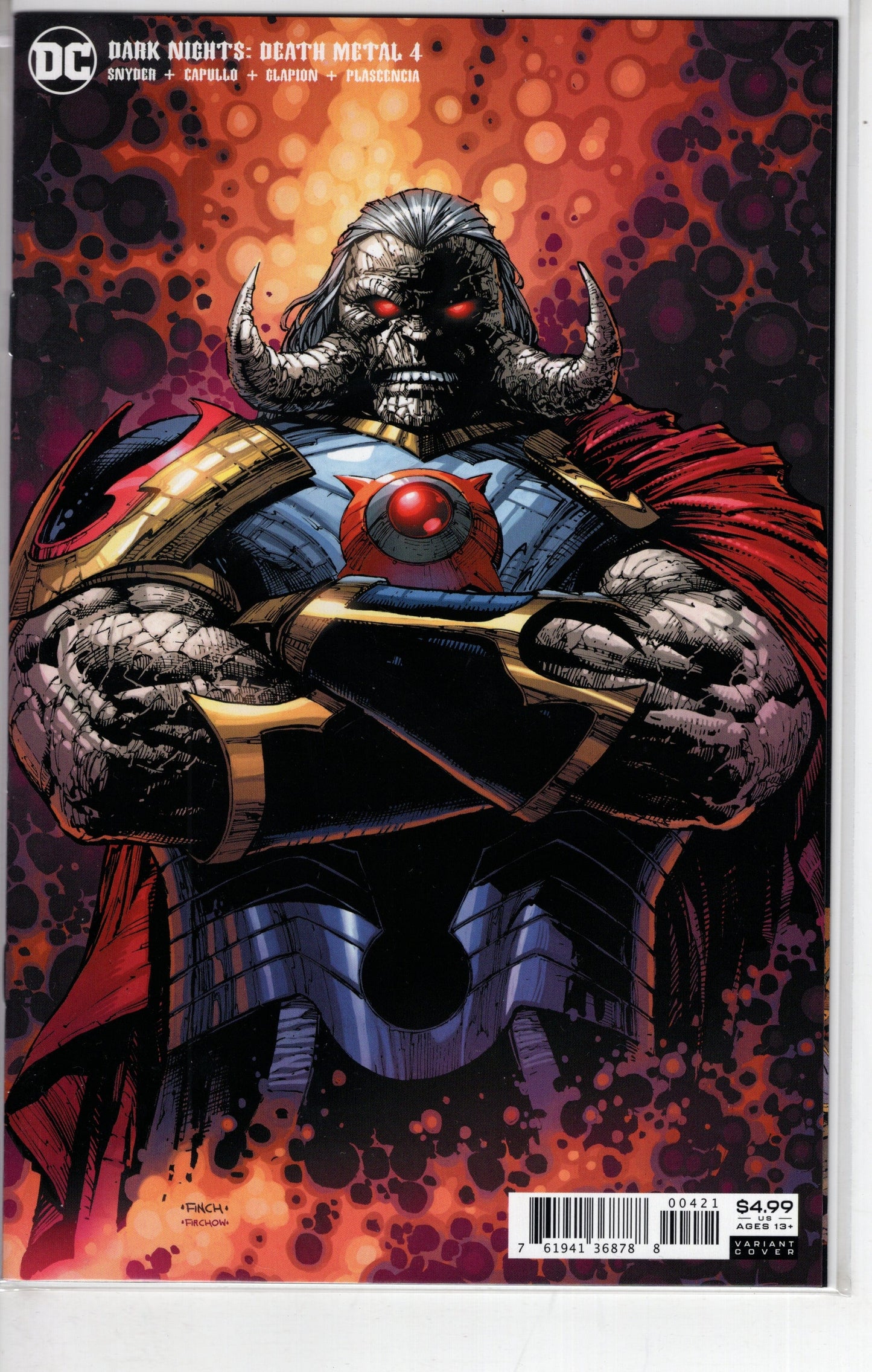 DC COMICS COMIC BOOK DARK NIGHTS DEATH METAL #4 (OF 6) DARSEID CARD STOCK DAVID F