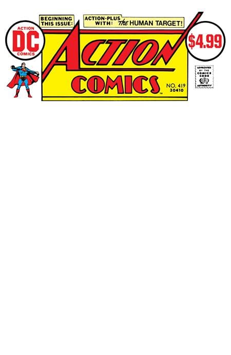 DC Comics NEW THIS WEEK ACTION COMICS #419 FACSIMILE EDITION CVR C BLANK CARD STOCK VAR (VF/NM)