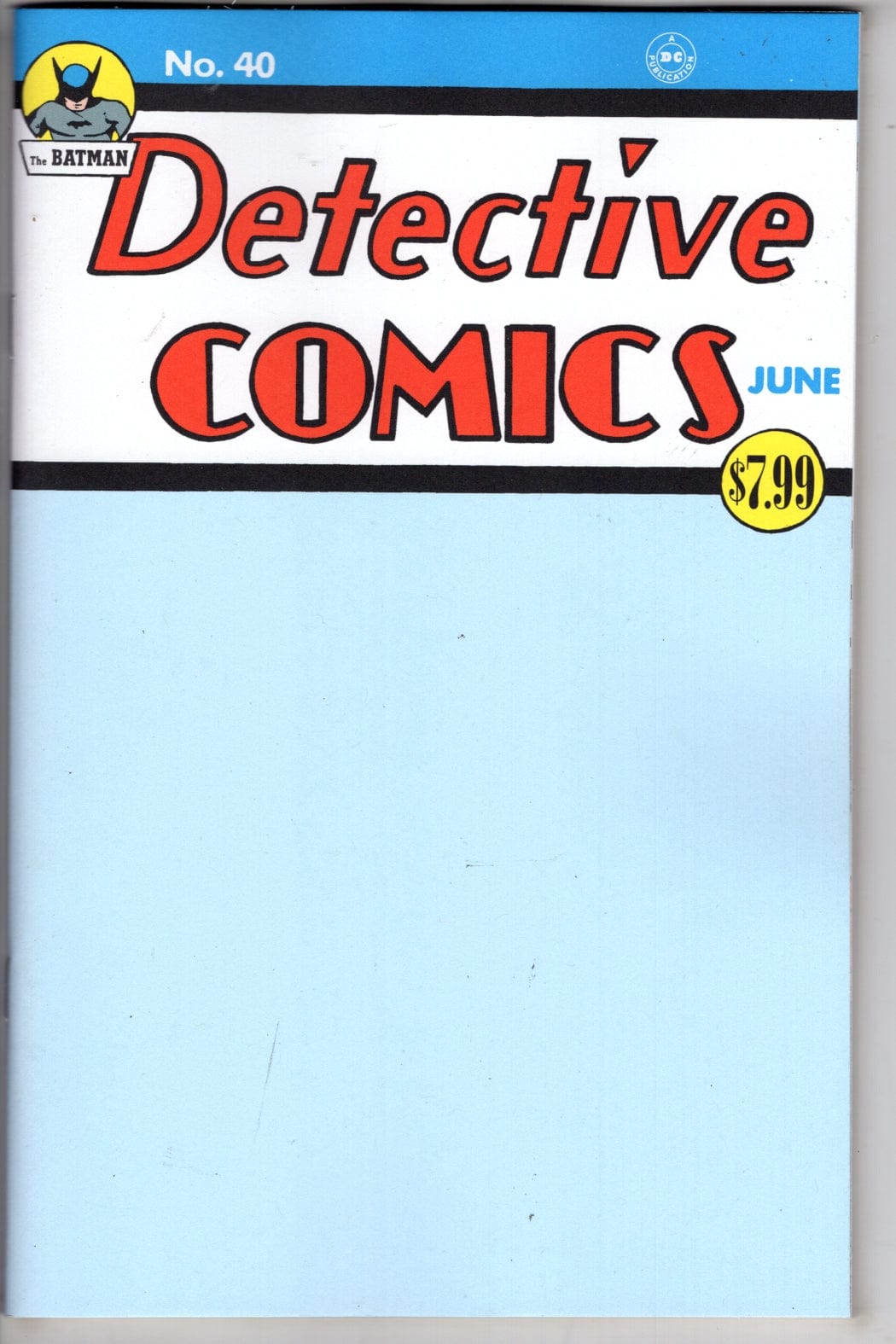 DC Comics NEW THIS WEEK DETECTIVE COMICS #40 FACSIMILE EDITION CVR C BLANK VAR