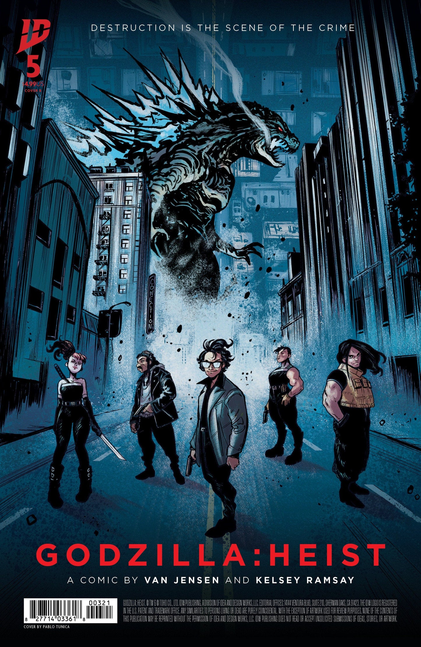 IDW Publishing COMIC BOOK Godzilla: Heist #5 Variant B (Tunica Movie Poster Variant)