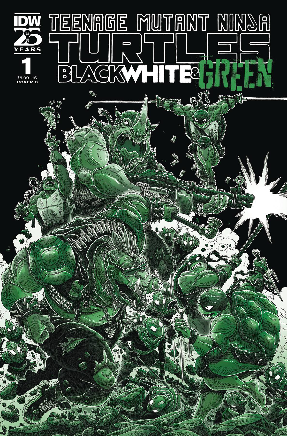 IDW PUBLISHING COMIC BOOK TMNT BLACK WHITE & GREEN #1 CVR B STOKOE