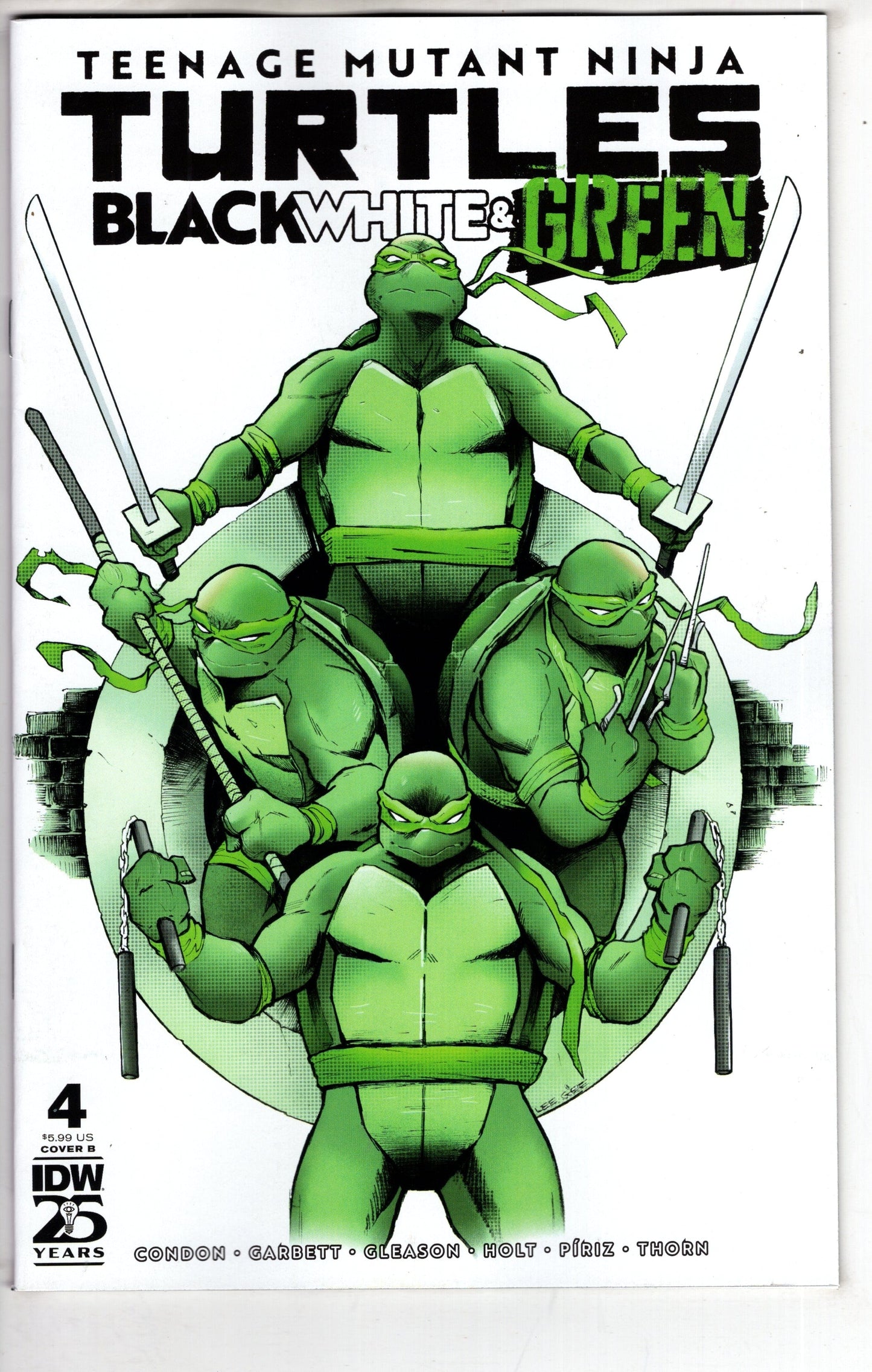 IDW PUBLISHING COMIC BOOK TMNT BLACK WHITE & GREEN #4 CVR B GARBETT