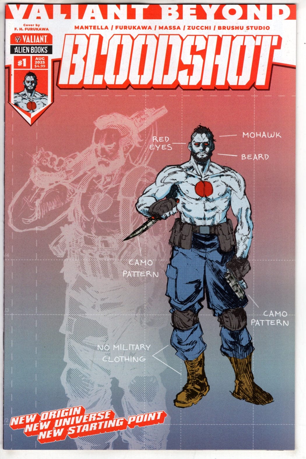 IDW Publishing COMIC BOOK Valiant Beyond: Bloodshot #1 Variant D (Heinz Furukawa Design Variant)