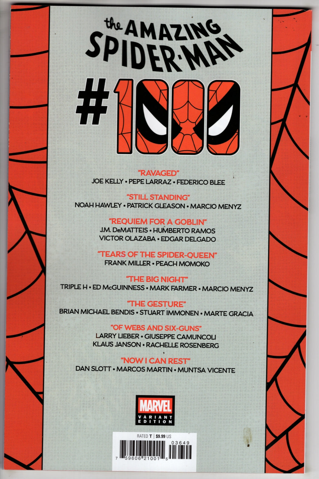 AMAZING SPIDER-MAN #1000 GIUSEPPE CAMUNCOLI VARIANT (VF)