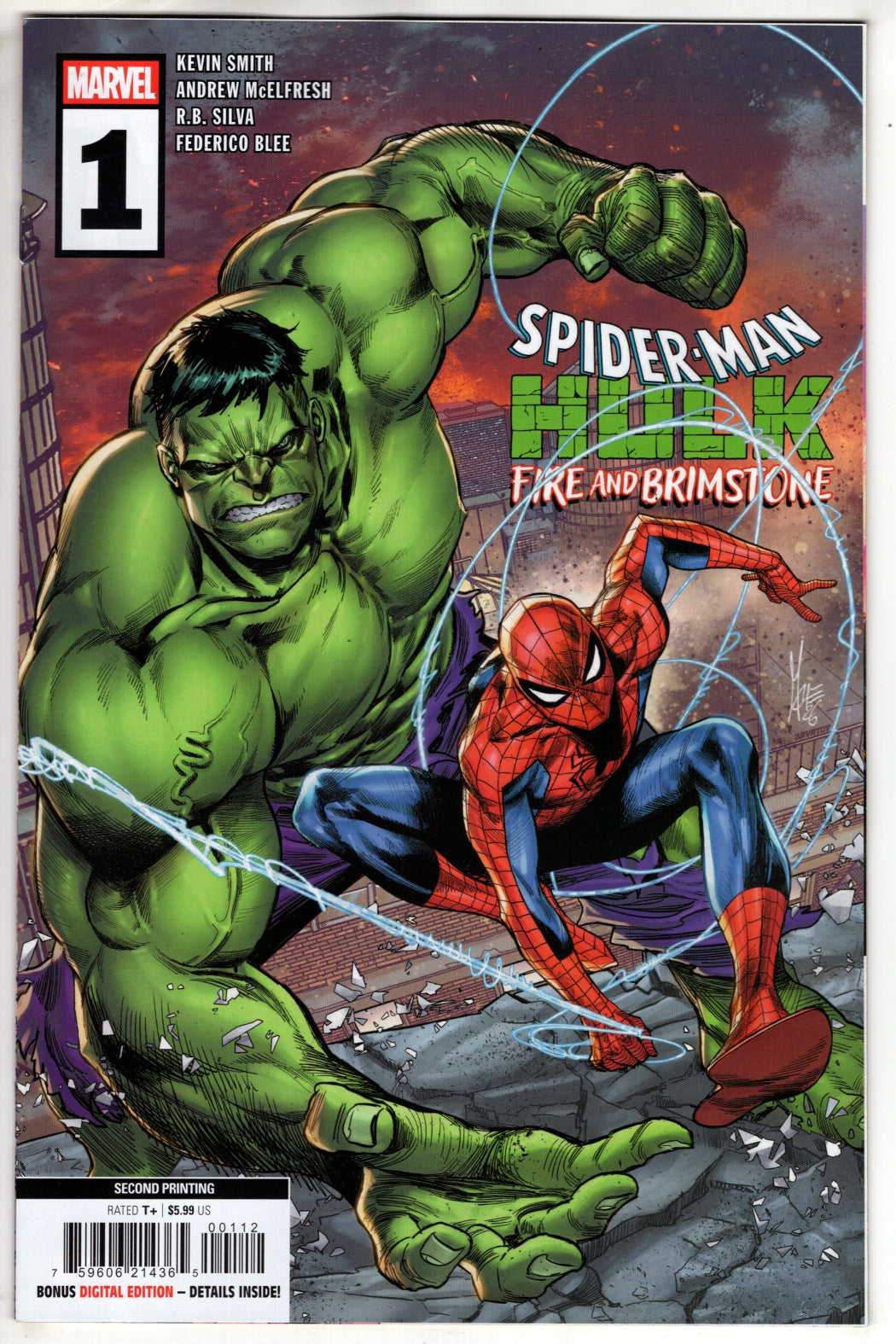 SPIDER-MAN/HULK: FIRE AND BRIMSTONE #1 MARCO CHECCHETTO 2ND PRINTING VARIANT (VF/NM)