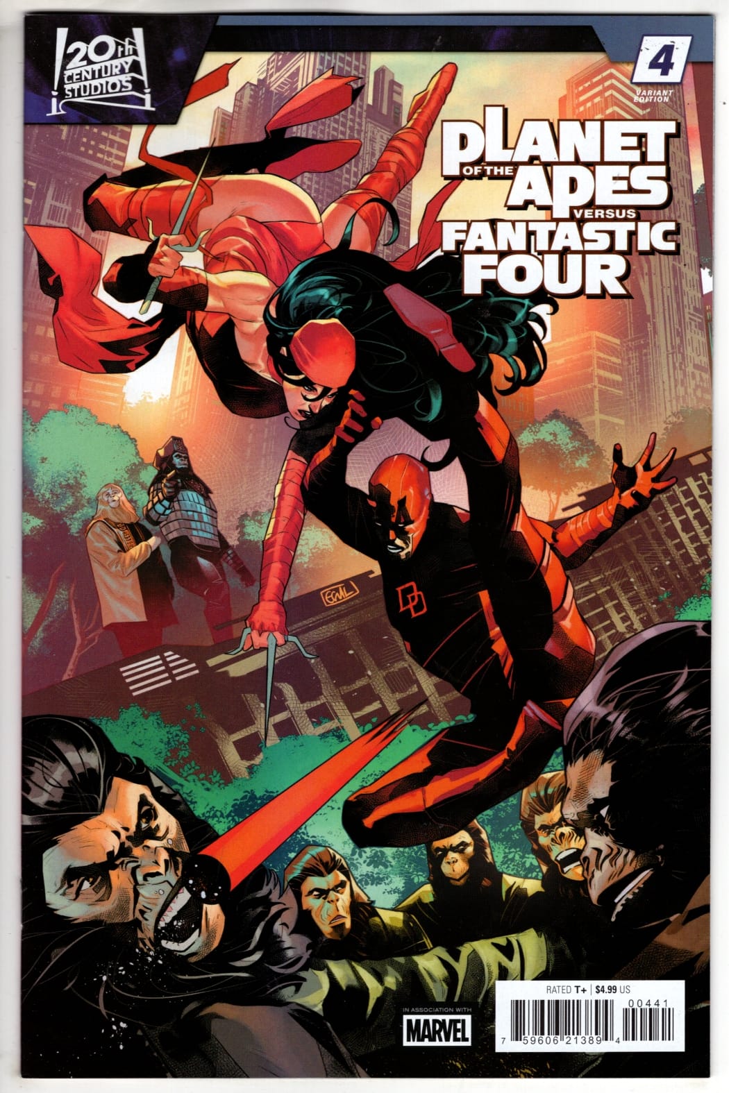 Marvel NEW NEXT WEEK PLANET OF THE APES VS. FANTASTIC FOUR #4 EDWIN GALMON VERSUS VARIANT (VF/NM)