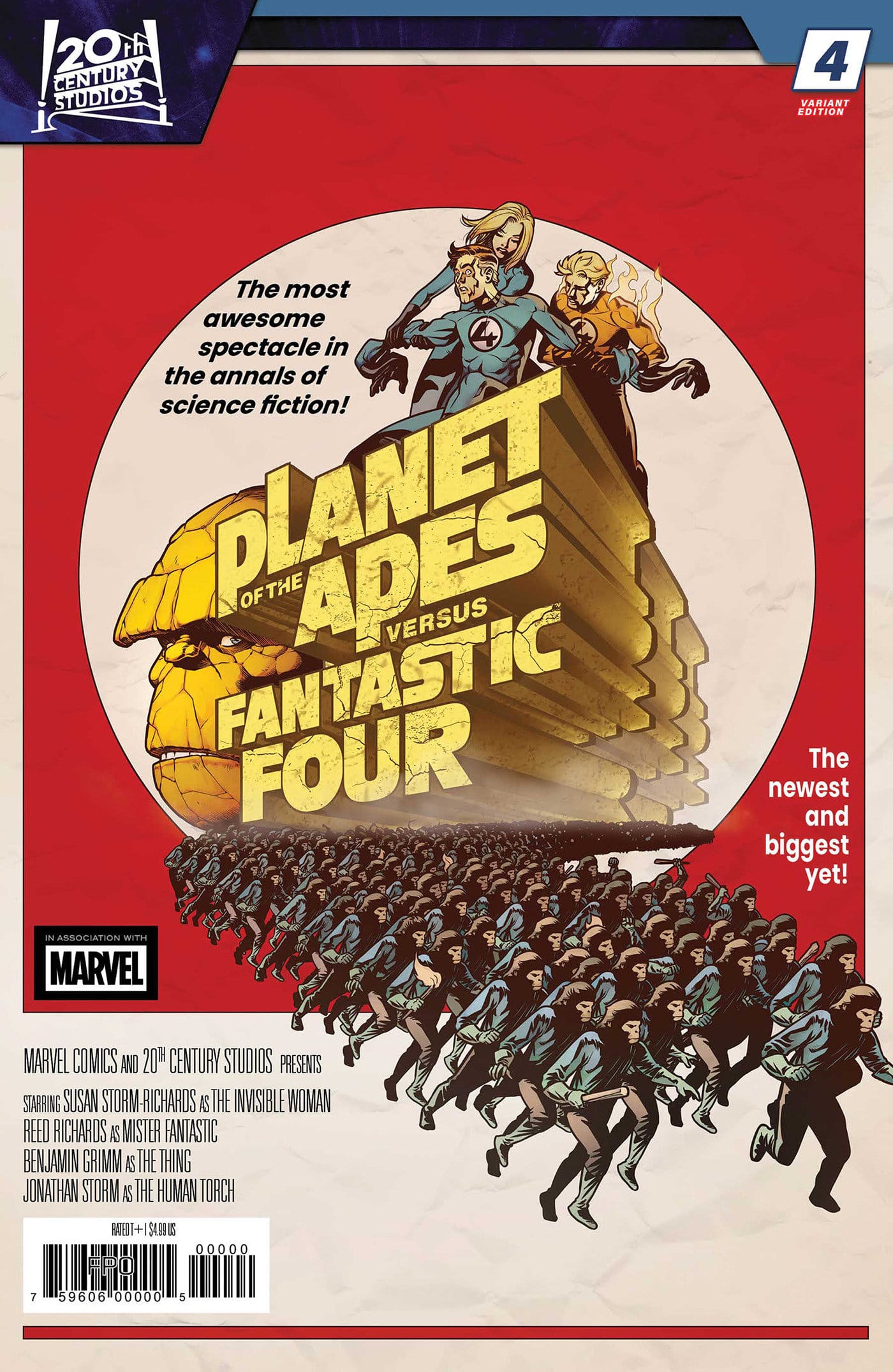 Marvel NEW NEXT WEEK PLANET OF THE APES VS. FANTASTIC FOUR #4 PERE PEREZ MOVIE HOMAGE VARIANT (VF/NM)
