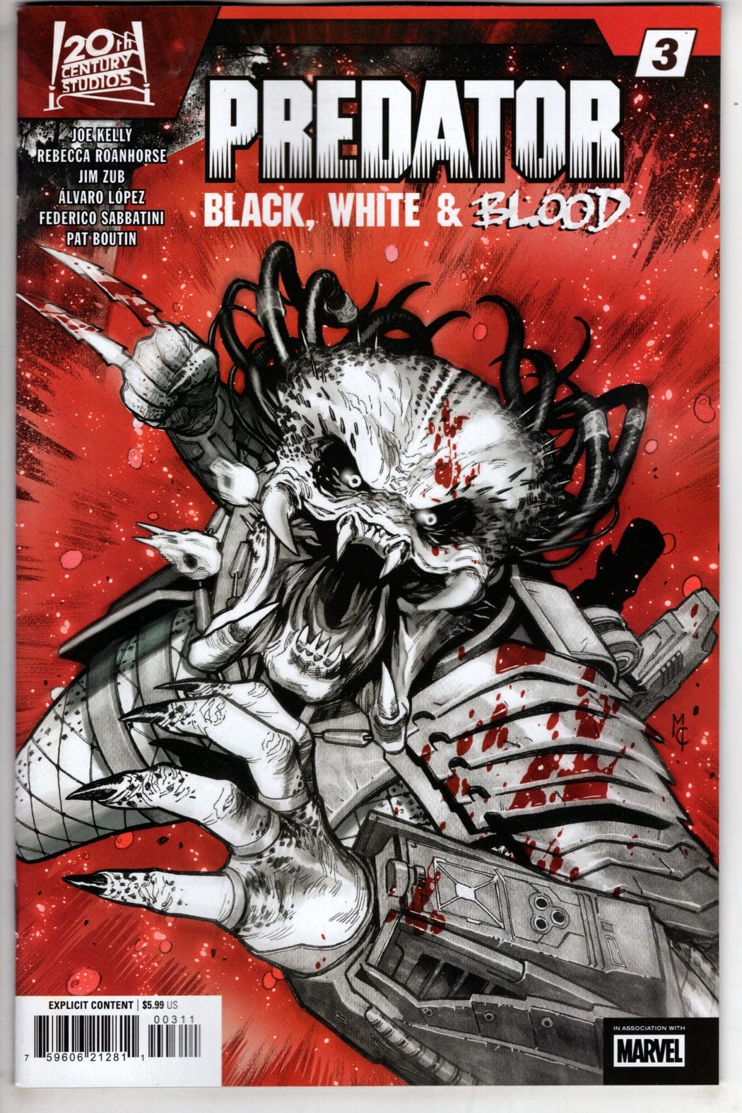 Marvel NEW THIS WEEK PREDATOR: BLACK WHITE & BLOOD #3
