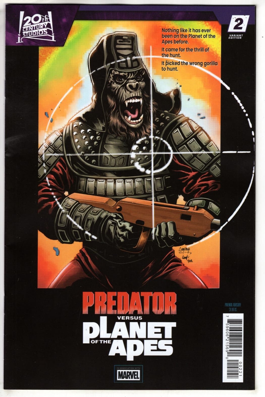Marvel NEW THIS WEEK PREDATOR VS. THE PLANET OF THE APES #2 CHRIS CAMPANA MOVIE POSTER HOMAGE VARIANT (VF/NM)