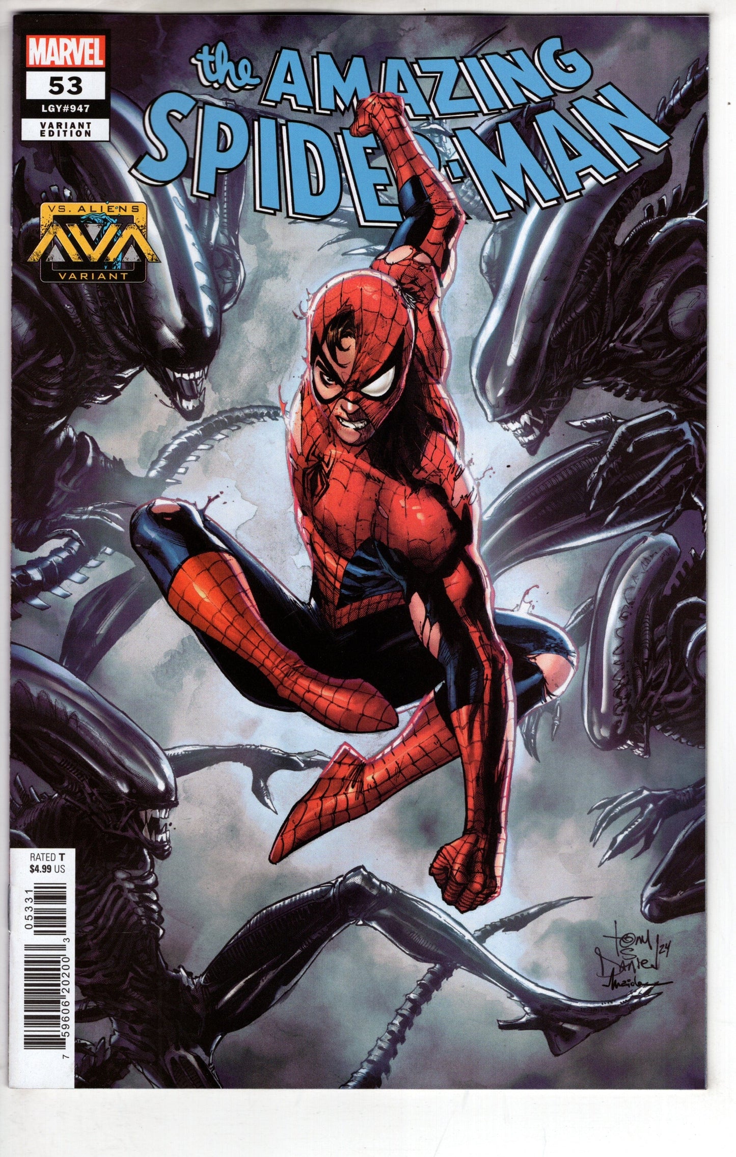 MARVEL PRH COMIC BOOK AMAZING SPIDER-MAN #53 TONY DANIEL MARVEL VS ALIEN VAR