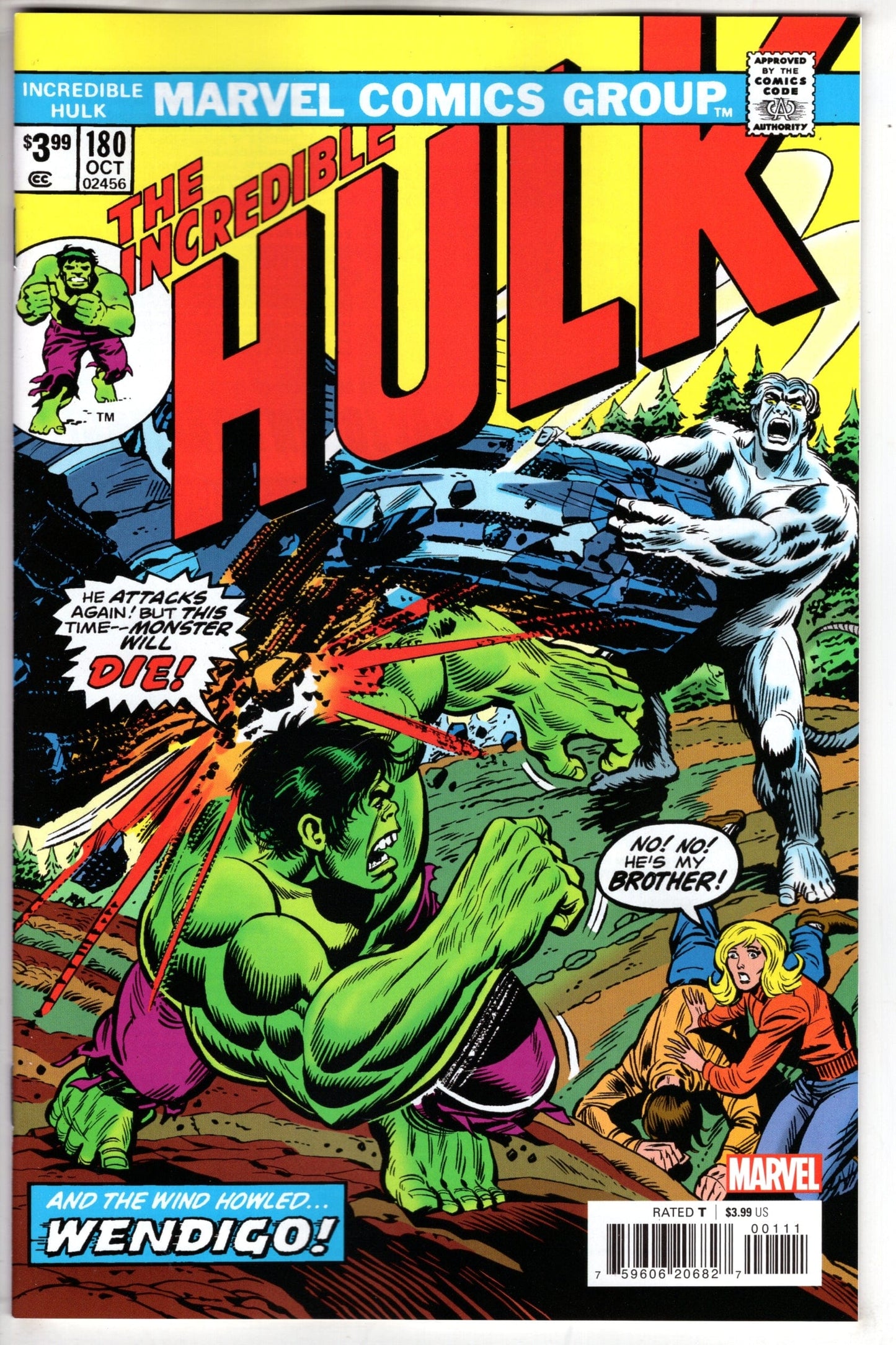 MARVEL PRH COMIC BOOK INCREDIBLE HULK #180 FACSIMILE EDITION NEW PTG