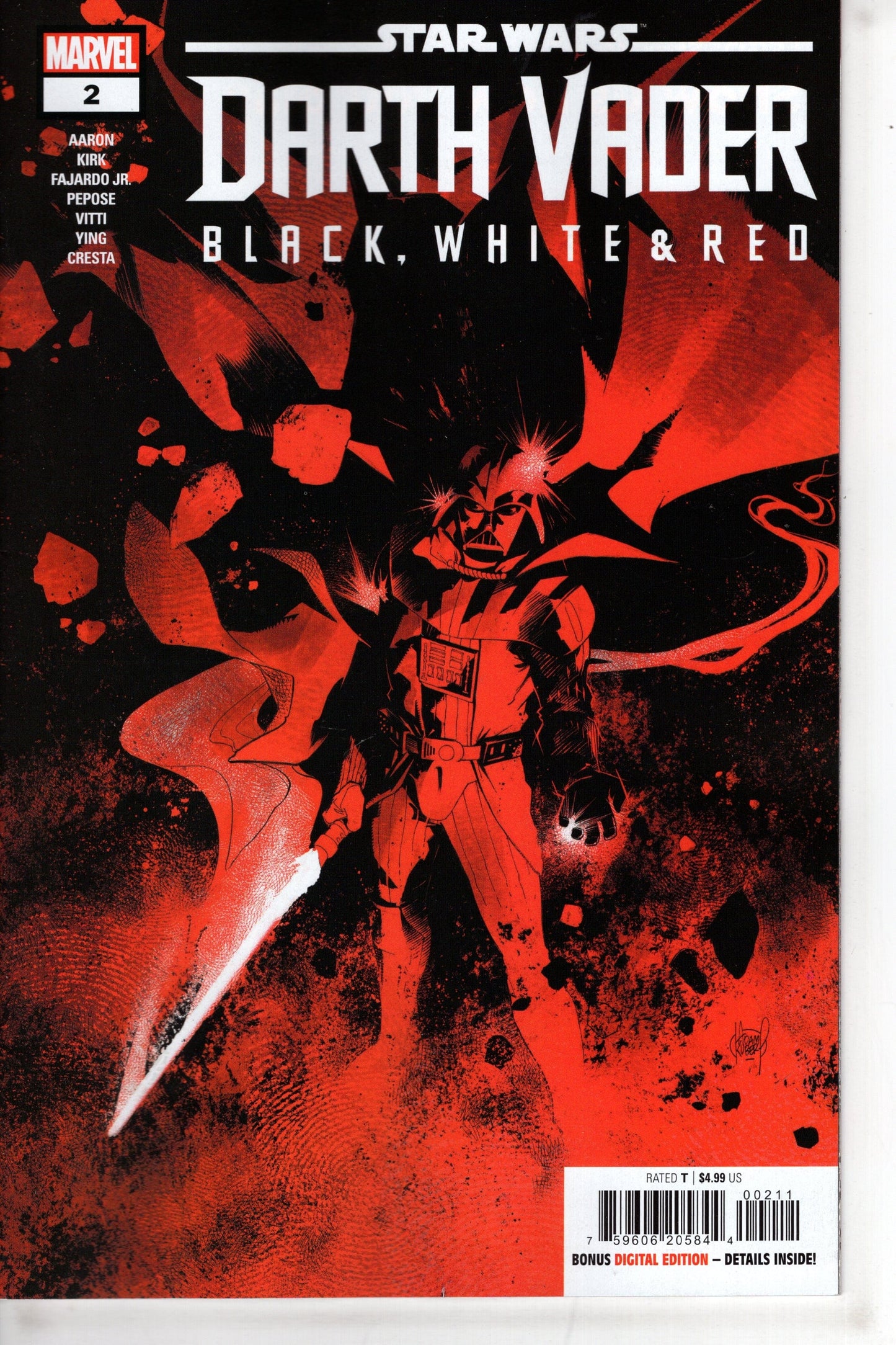 MARVEL PRH COMIC BOOK STAR WARS DARTH VADER BLACK WHITE AND RED #2