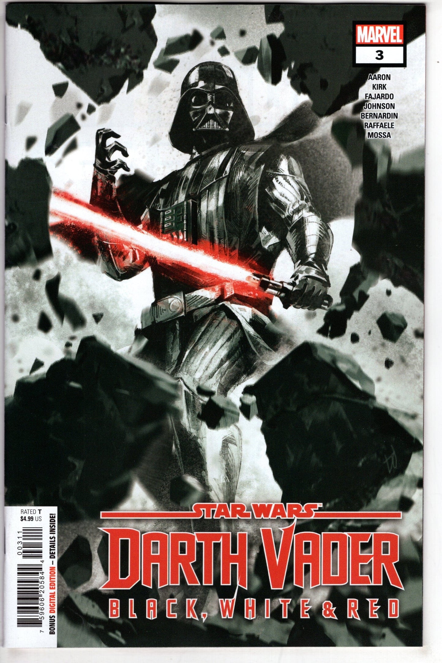 MARVEL PRH COMIC BOOK STAR WARS DARTH VADER BLACK WHITE AND RED #3