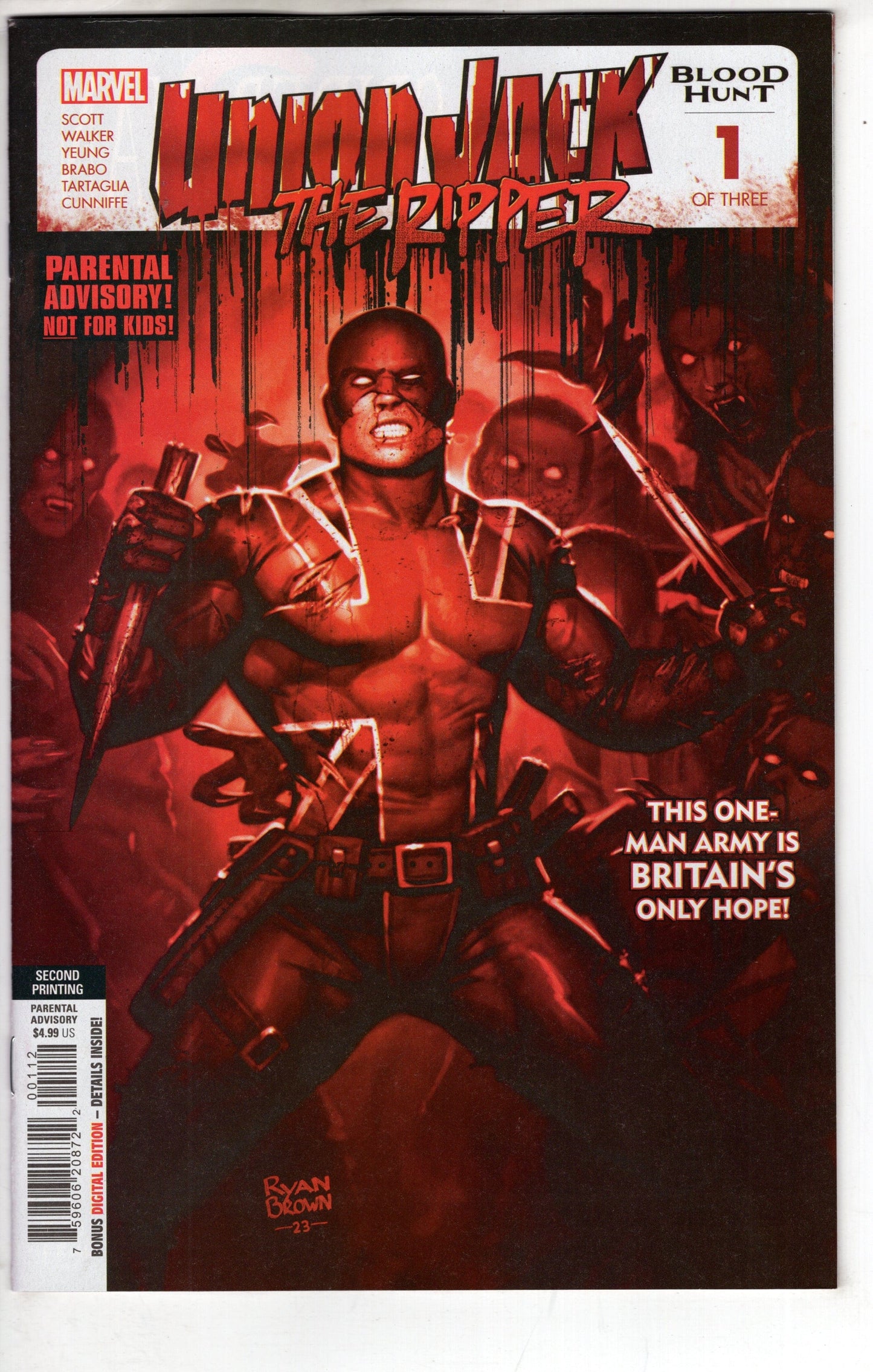 MARVEL PRH COMIC BOOK UNION JACK RIPPER BLOOD HUNT #1 (OF 3) 2ND PTG BLOOD SOAKED