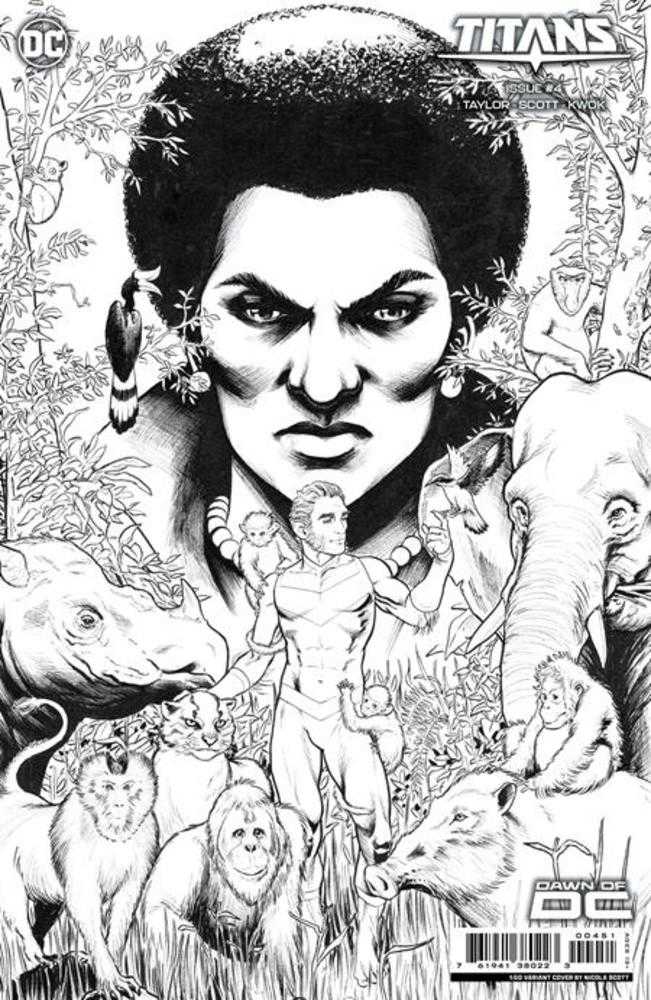 DC Comics COMIC BOOK Titans #4 Cover E 1 in 50 Nicola Scott Black & White Card Stock Variant