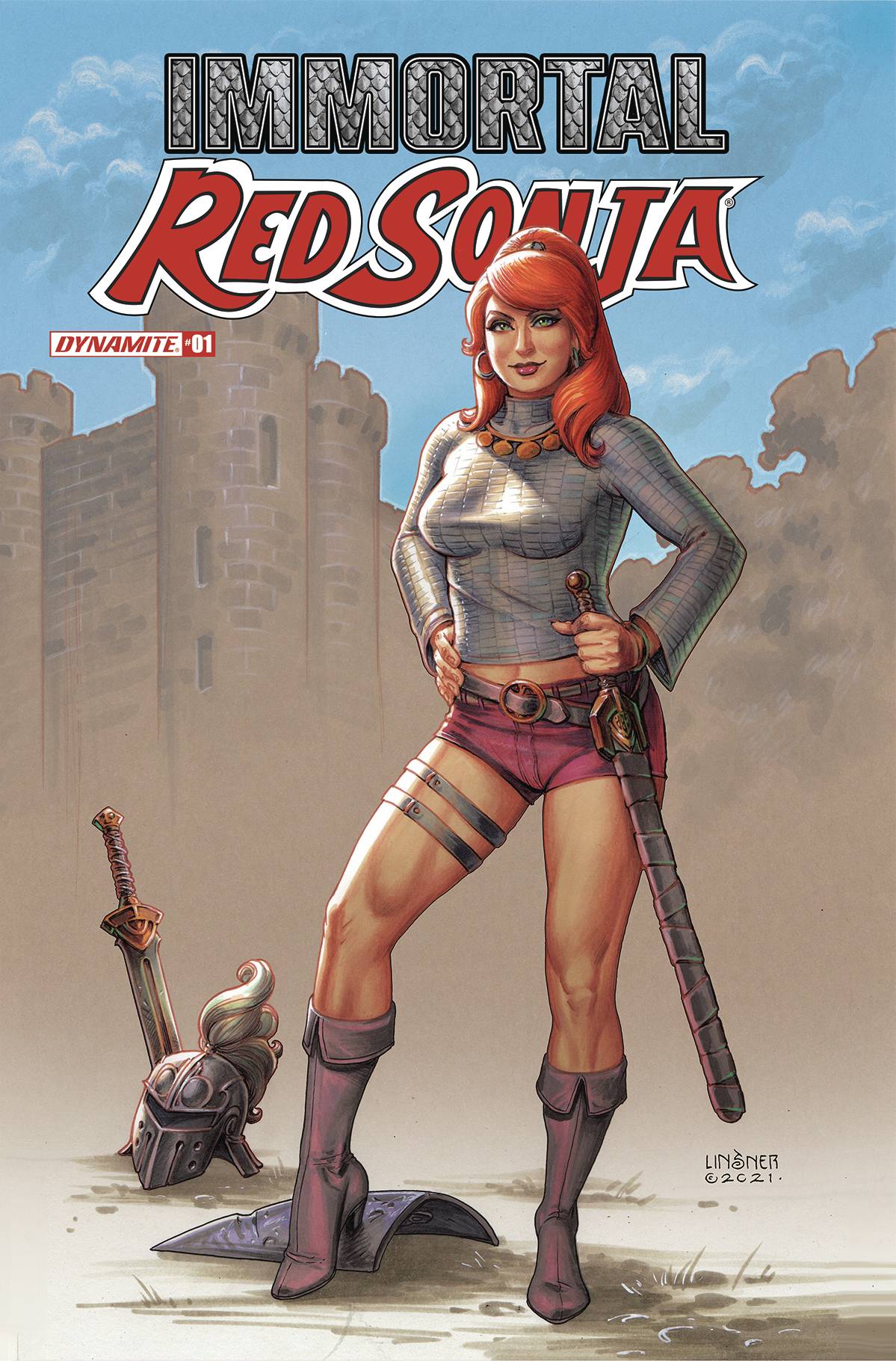 DYNAMITE COMIC BOOK VF/NM IMMORTAL RED SONJA #1 CVR C LINSNER