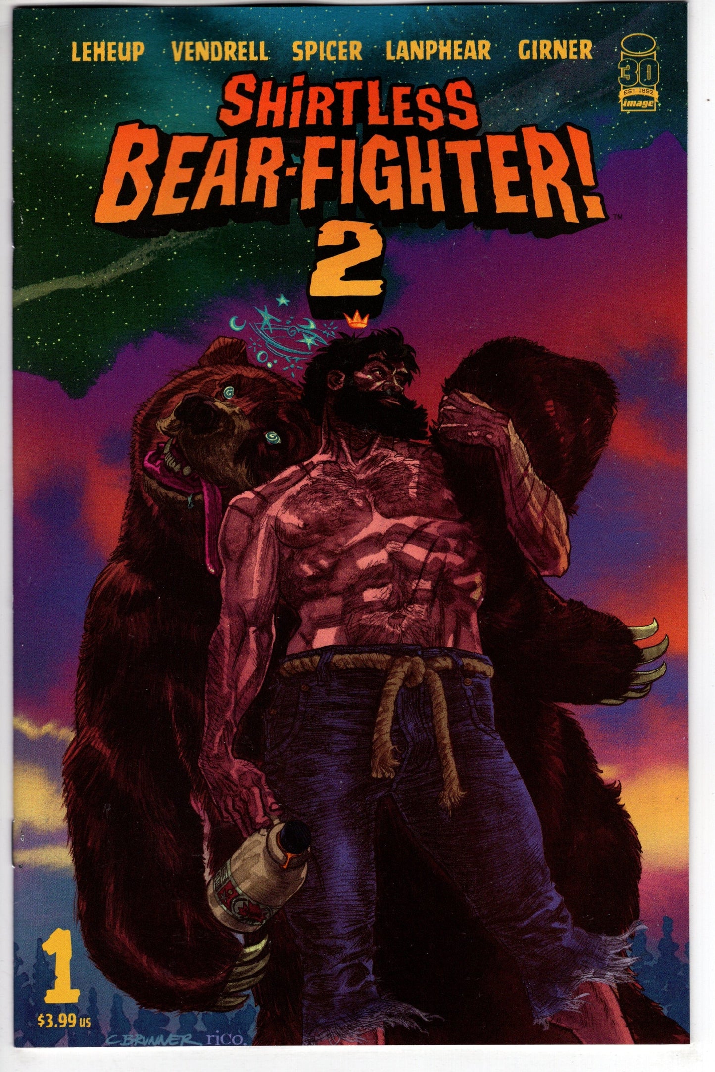 IMAGE COMICS COMIC BOOKS SHIRTLESS BEAR-FIGHTER 2 #1 (OF 7) CVR B BRUNNER