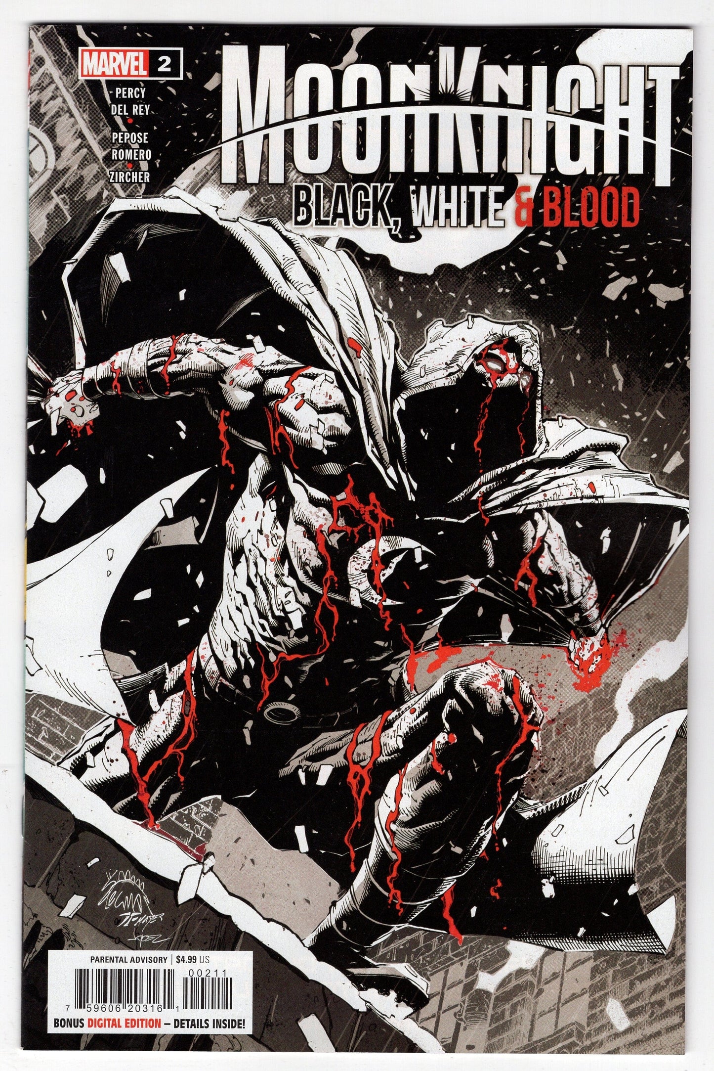 MARVEL PRH COMIC BOOK MOON KNIGHT BLACK WHITE BLOOD #2 (OF 4)