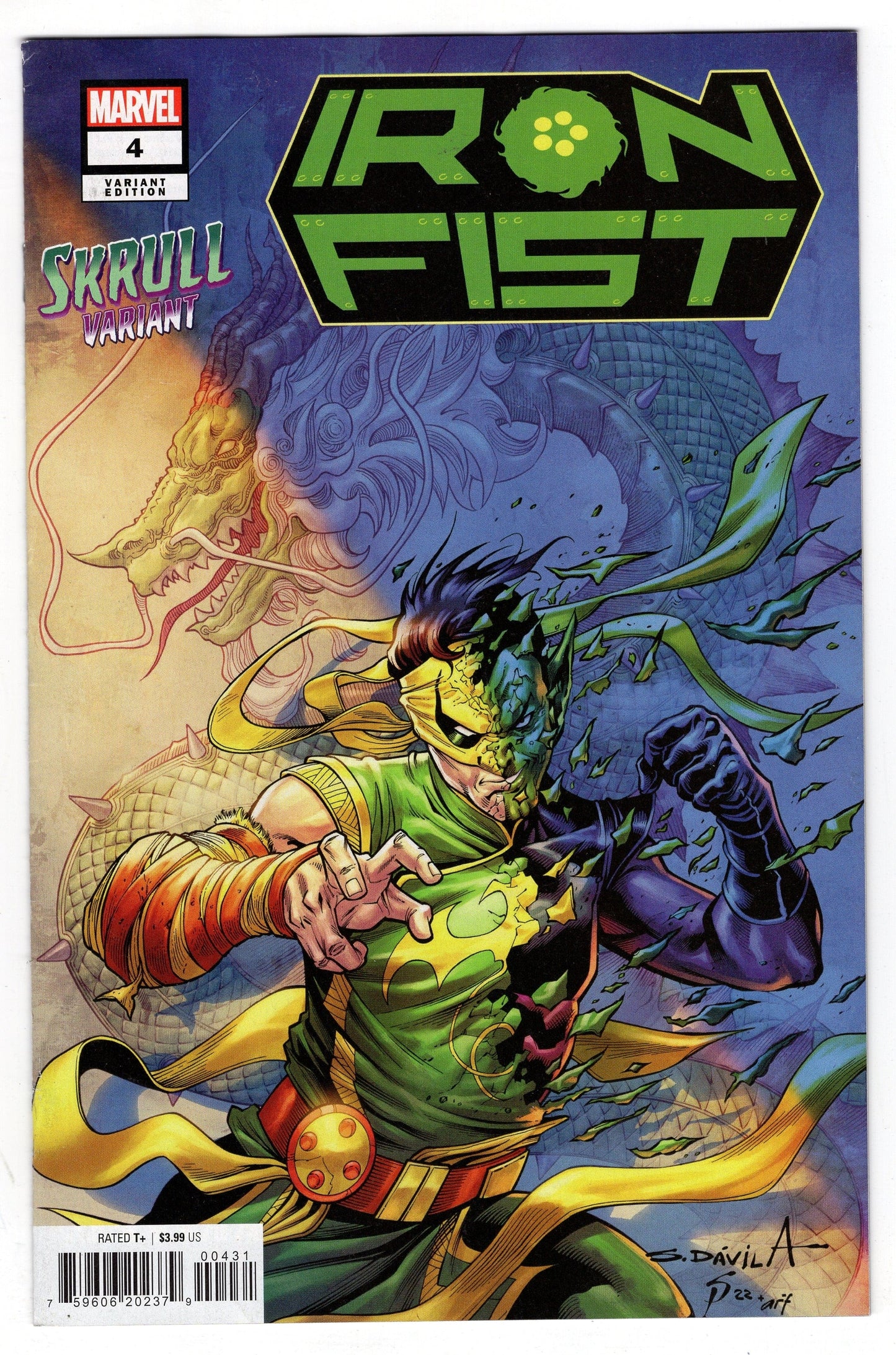 MARVEL PRH COMIC BOOK VF/NM IRON FIST #4 (OF 5) DAVILA SKRULL VARIANT