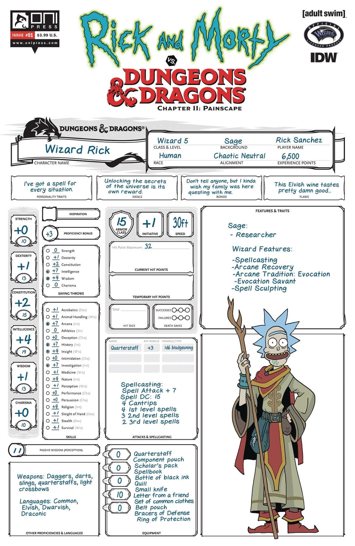 ONI PRESS INC. ONI PRESS INC. RICK & MORTY VS D&D II PAINSCAPE #1 CVR D LOOK ZUB (MR)