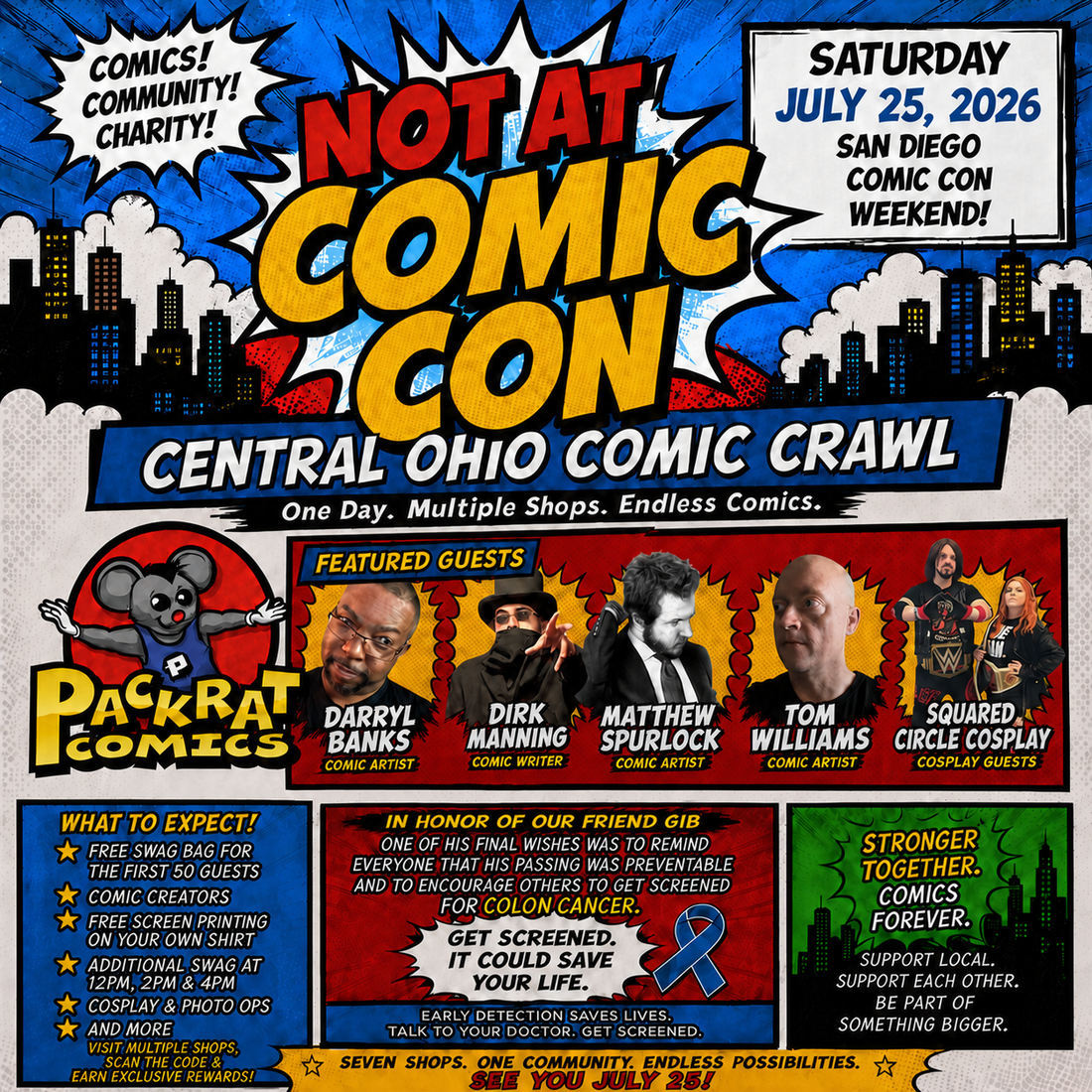 Not at Comic Con Comes to Packrat Comics – Saturday, July 25!