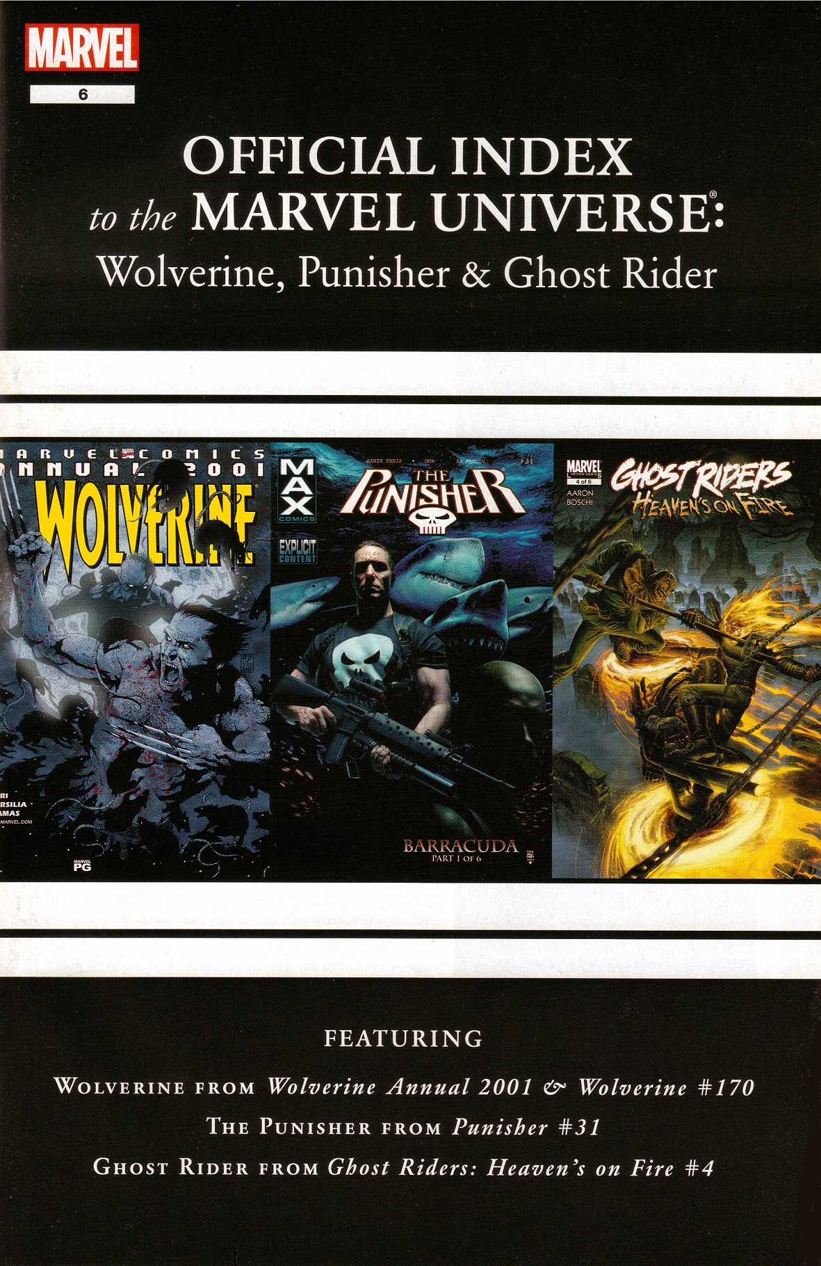 Wolverine, Punisher & Ghost Rider: Official Index to the Marvel Universe #6 2012