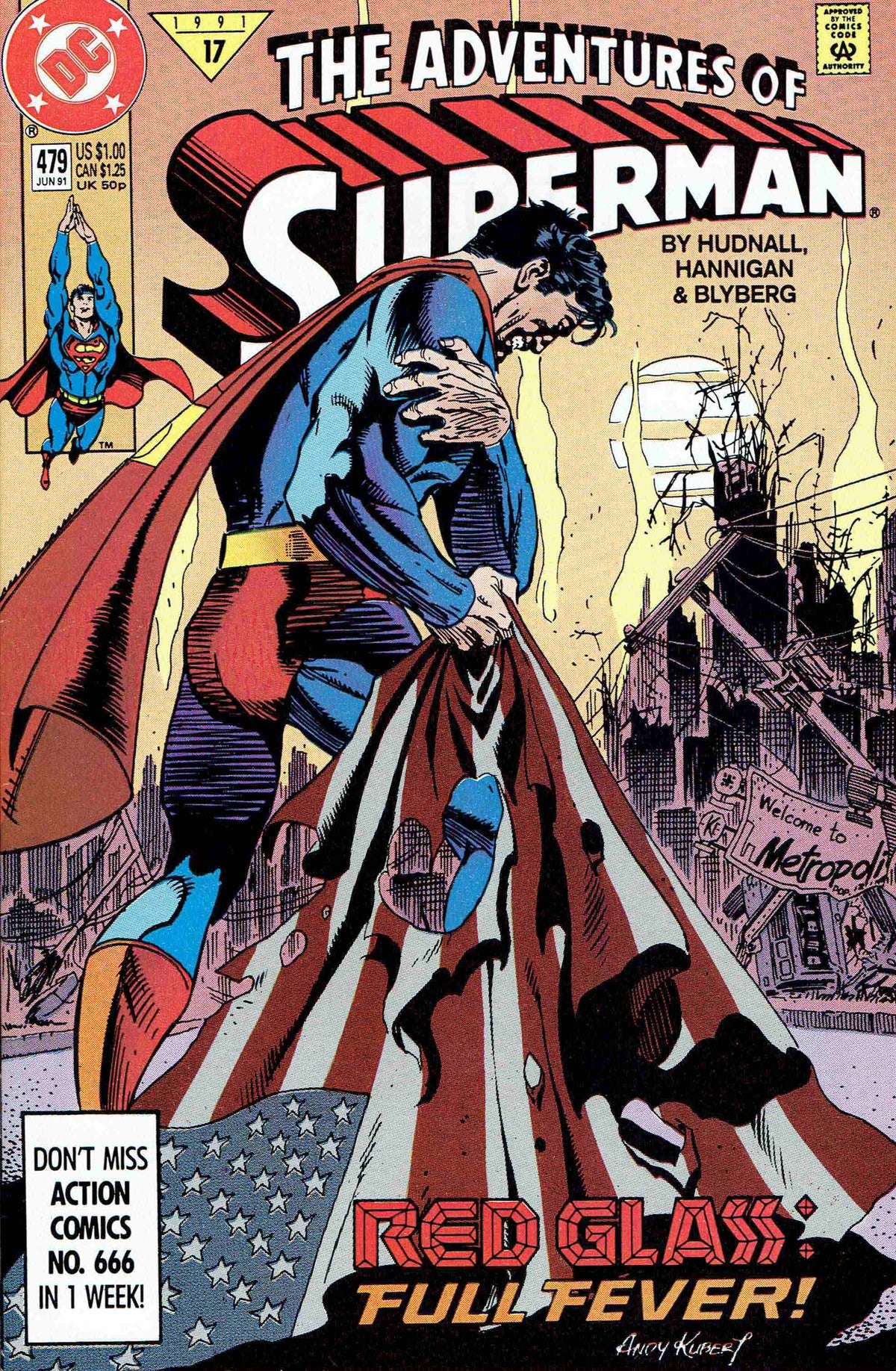 Adventures of Superman #479 CVR A DC Comics 1991 FN
