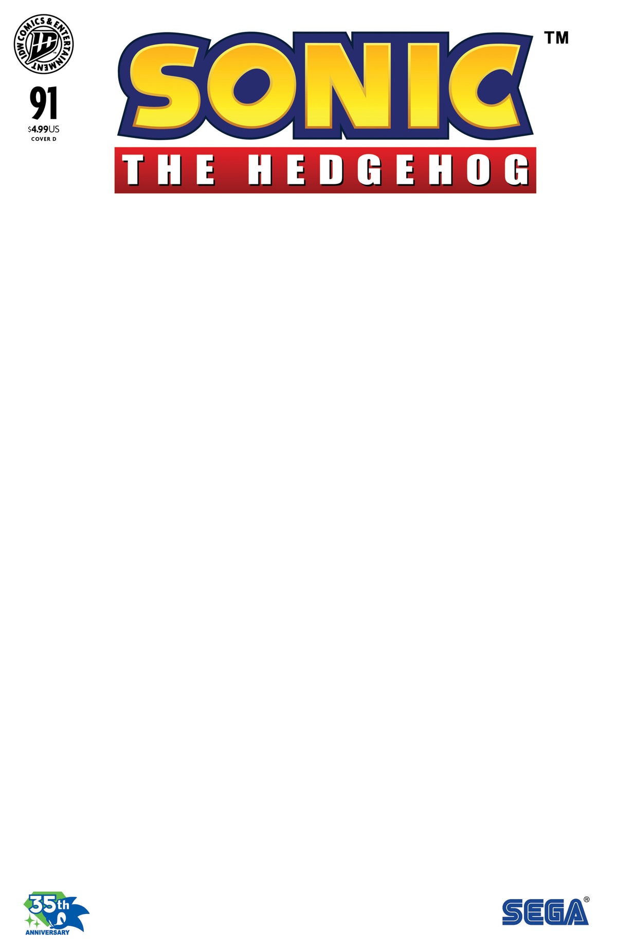Sonic the Hedgehog #91 Variant D (Sketch Variant) (VF/NM) - Packrat Comics