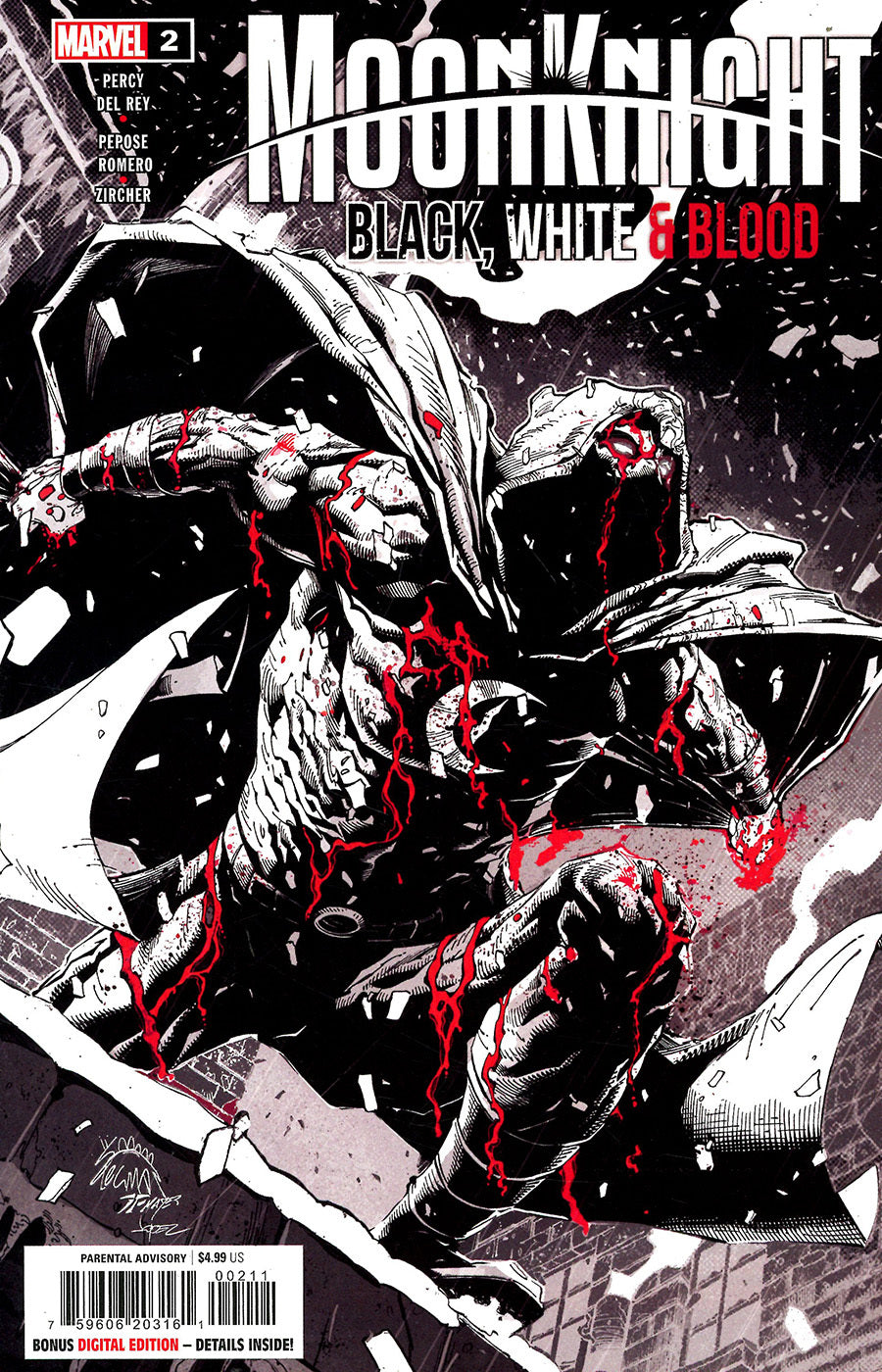 Moon Knight: Black, White & Blood #2 CVR A Marvel 2022 FN