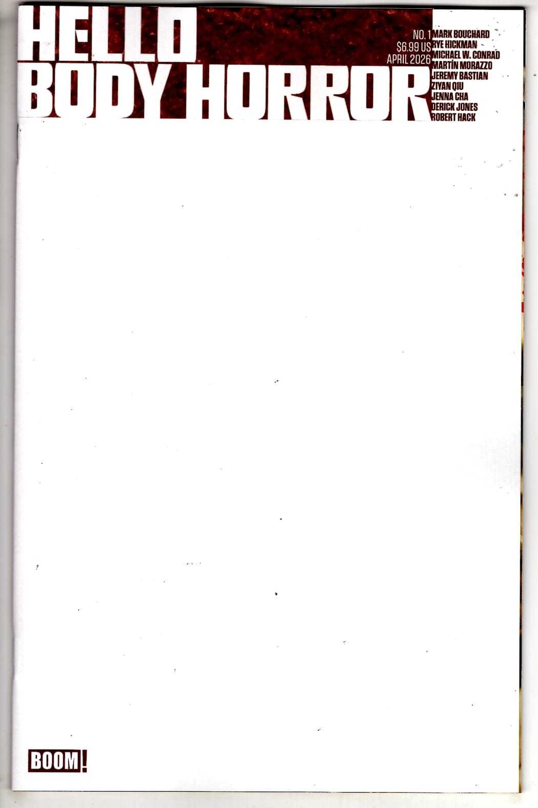 Boom Entertainment NEW THIS WEEK Hello Body Horror #1 D Blank Sketch Variant (Dressed, Sketch) (VF/NM)