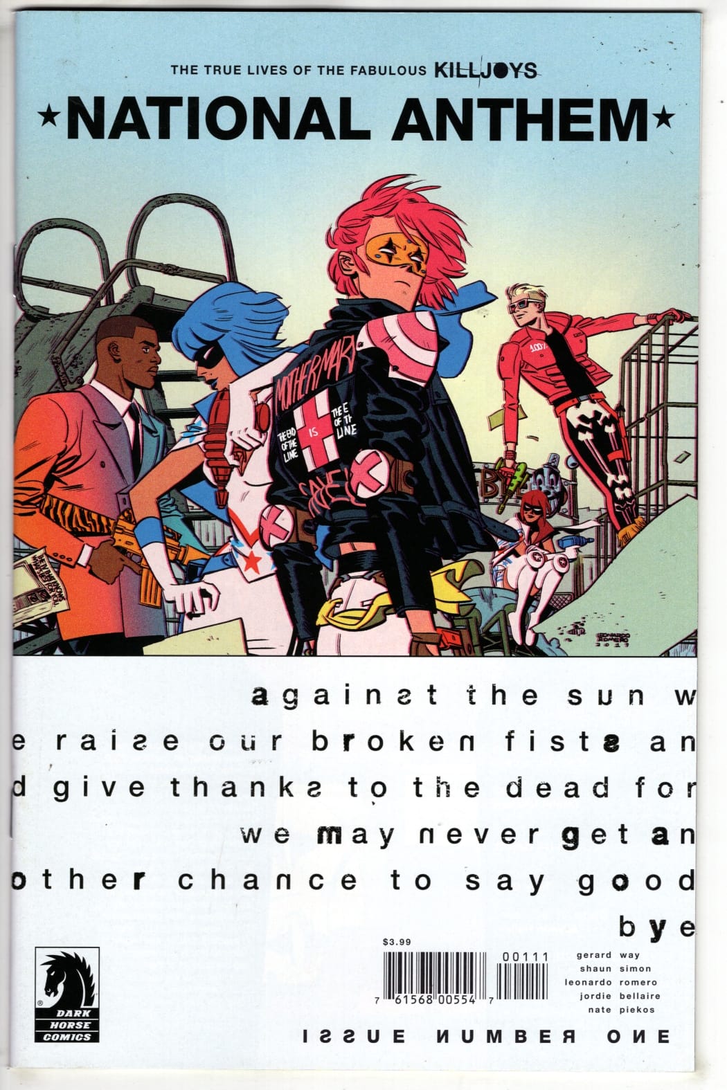 DARK HORSE COMICS COMIC BOOK TRUE LIVES FABULOUS KILLJOYS NATIONAL ANTHEM #1 CVR A ROMERO