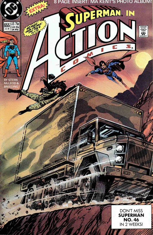 DC Comics COMIC BOOK Action Comics #655 - Survival! / Ma Kent's Photo Album (VF)