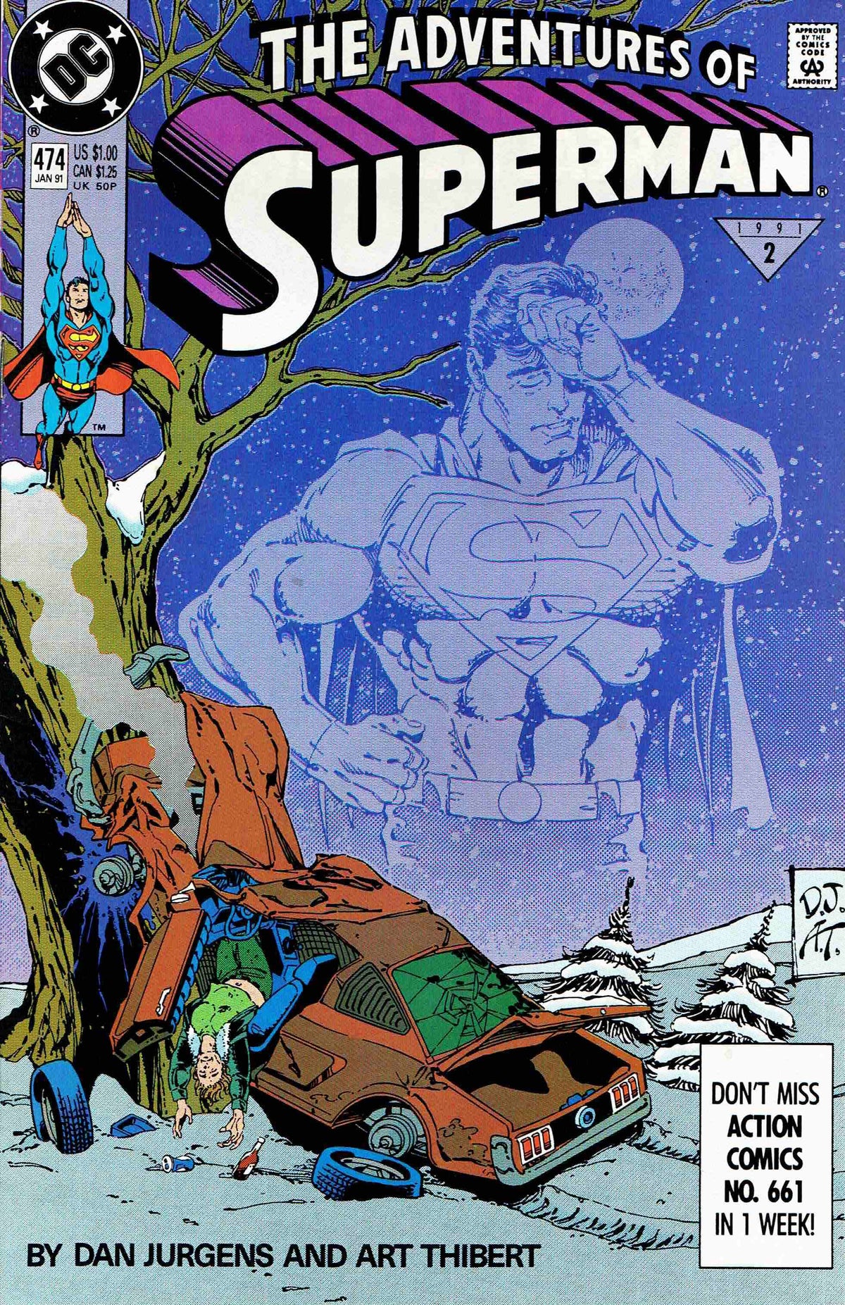 DC Comics COMIC BOOK Adventures of Superman #474 CVR A DC Comics 1991 FN