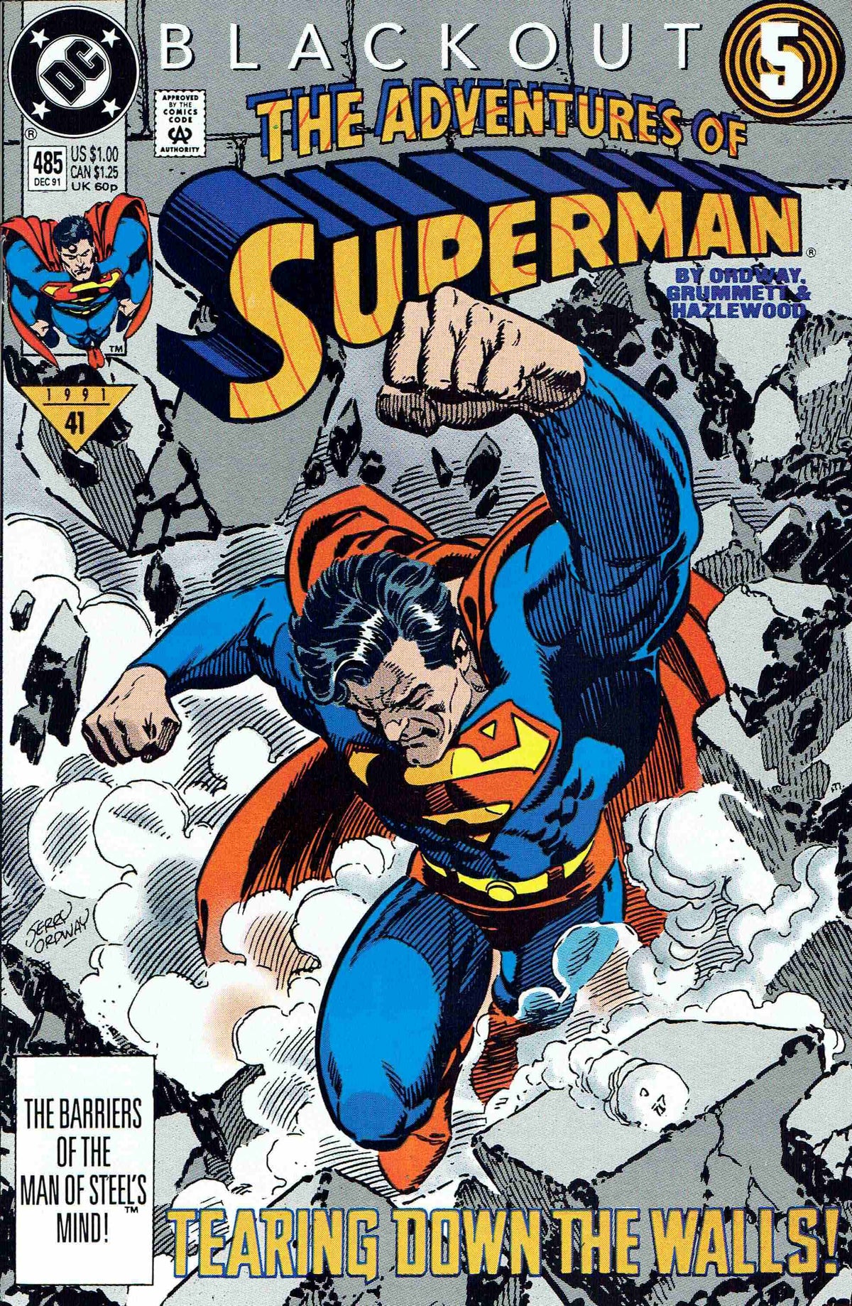 DC Comics COMIC BOOK Adventures of Superman #485 CVR A DC Comics 1991 FN