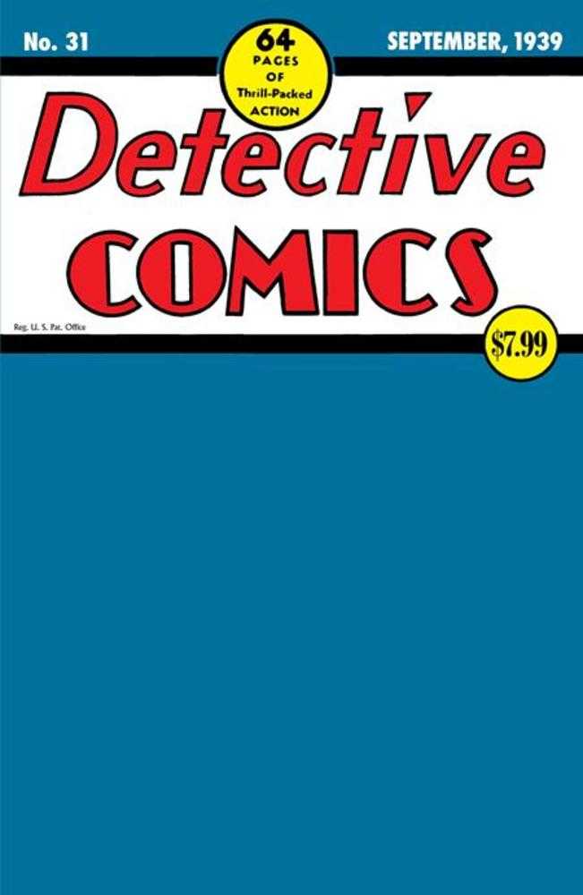 DC Comics Detective Comics #31 Facsimile Edition Cover C Blank Card Stock Variant