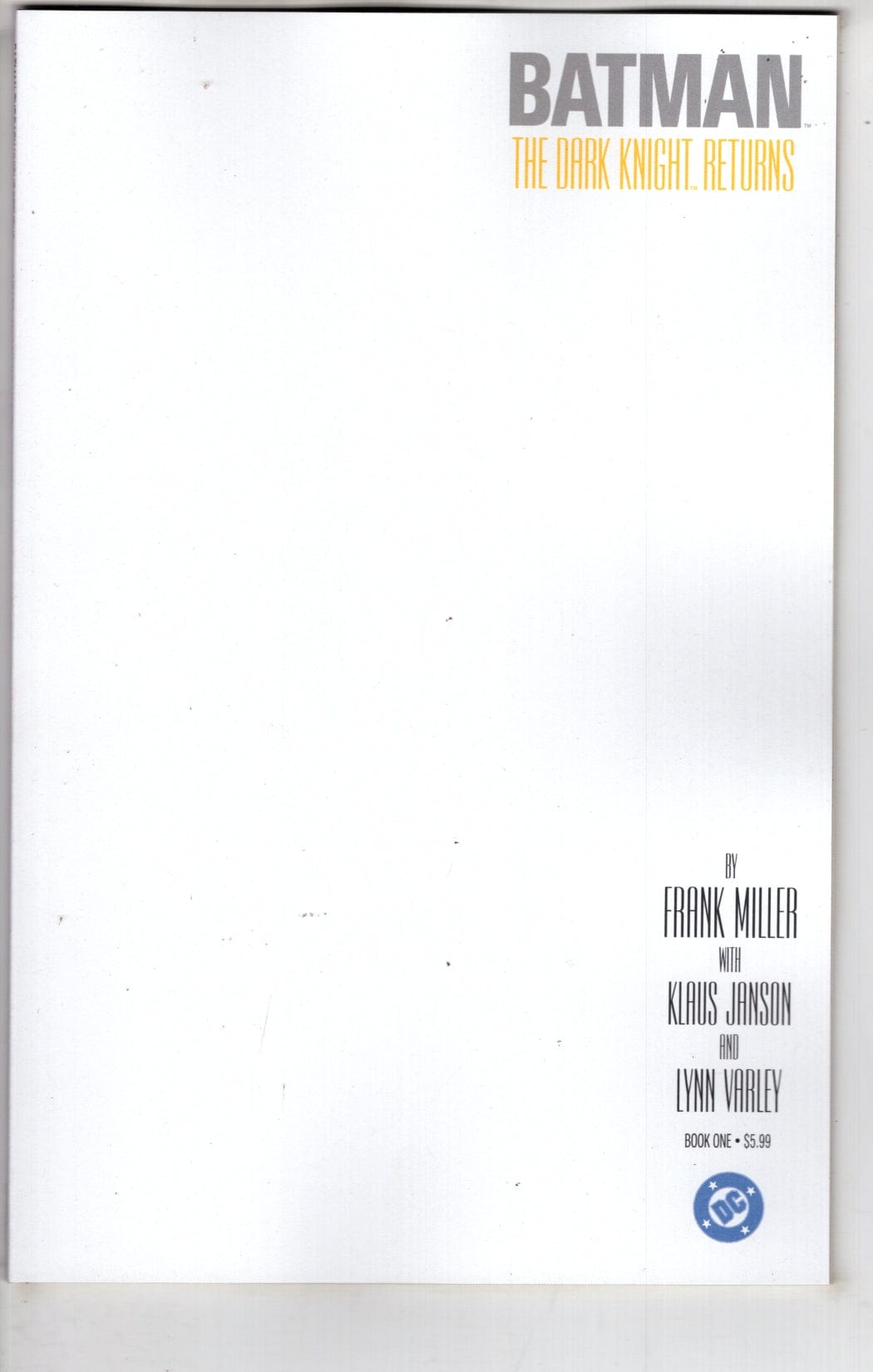 DC Comics NEW THIS WEEK BATMAN THE DARK KNIGHT RETURNS #1 (OF 4) FACSIMILE EDITION CVR E BLANK CARD STOCK VAR (VF/NM)