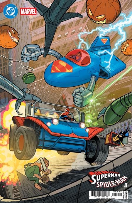 DC Comics NEW THIS WEEK DC MARVEL SUPERMAN SPIDER-MAN #1 (ONE SHOT) CVR T EVAN DOC SHANER SUPERMOBILE & SPIDER-MOBILE CARD STOCK VAR (VF/NM)