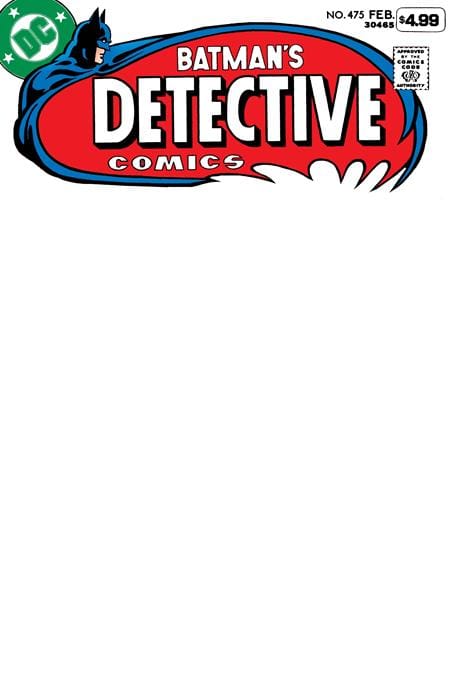 DC Comics NEW THIS WEEK DETECTIVE COMICS #475 FACSIMILE EDITION CVR B BLANK CARD STOCK VAR (2026 EDITION) (VF/NM)