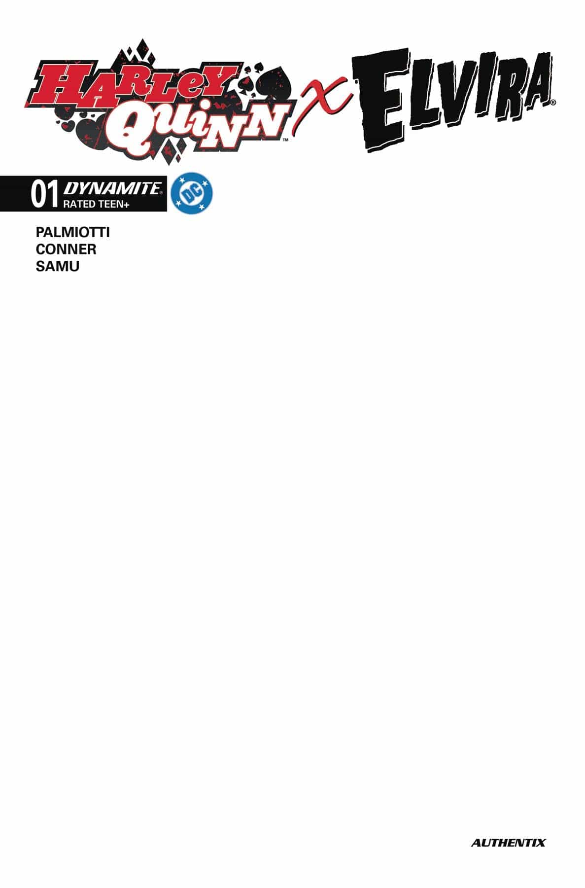 Dynamite Entertainment NEW THIS WEEK HARLEY QUINN X ELVIRA #1 CVR J BLANK AUTHENTIX VAR