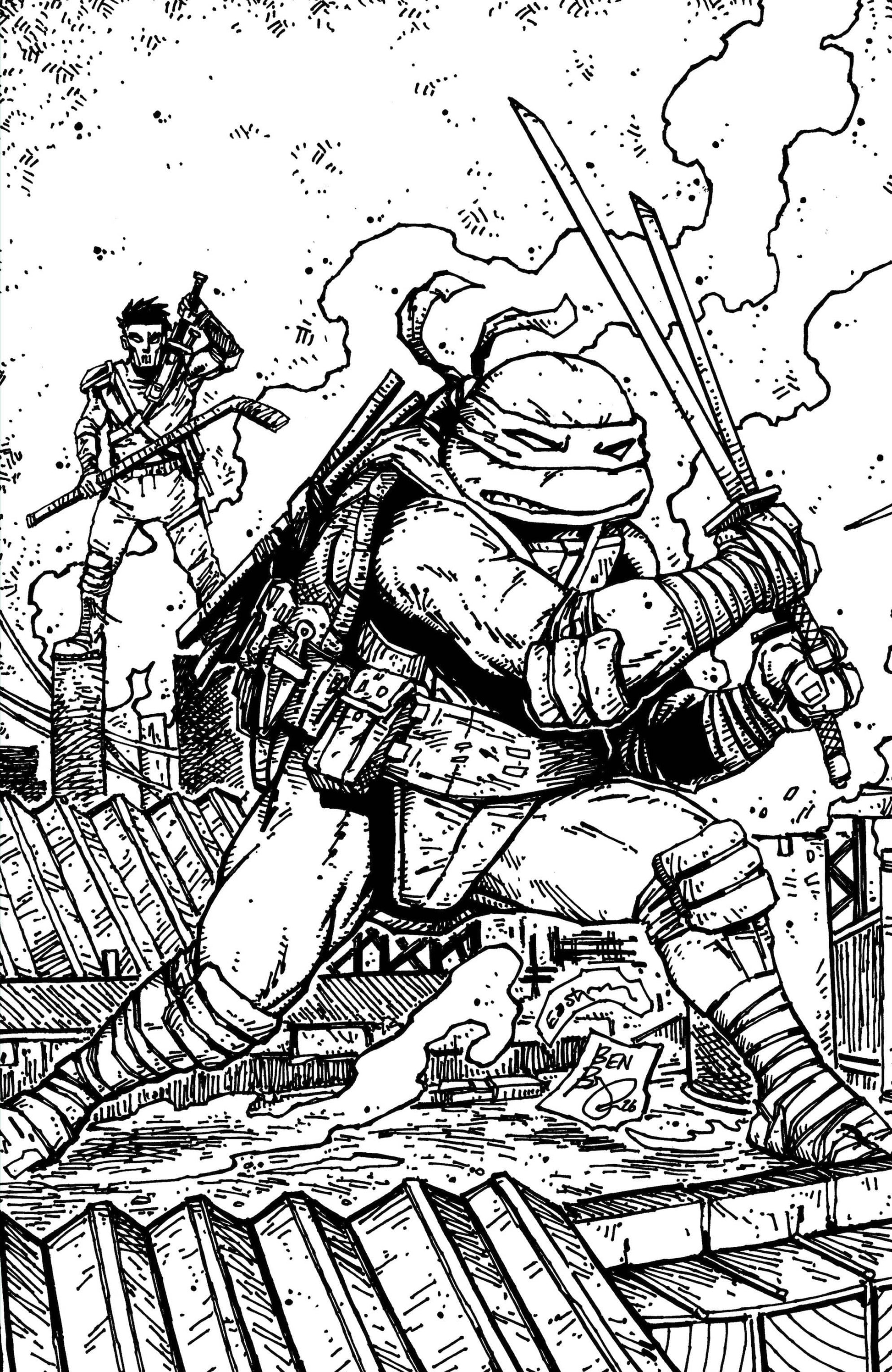 IDW NEW THIS WEEK Teenage Mutant Ninja Turtles #21 Variant RI (10) (Eastman & Bishop B&W Full Art) (VF/NM)