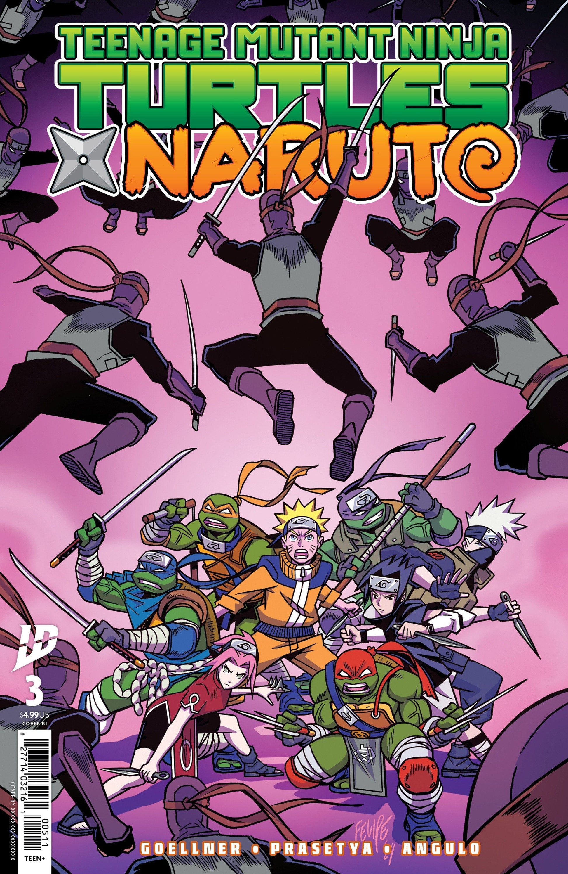 IDW-PRH COMIC BOOK Teenage Mutant Ninja Turtles X Naruto #3 Variant Ri (25) (Smith)