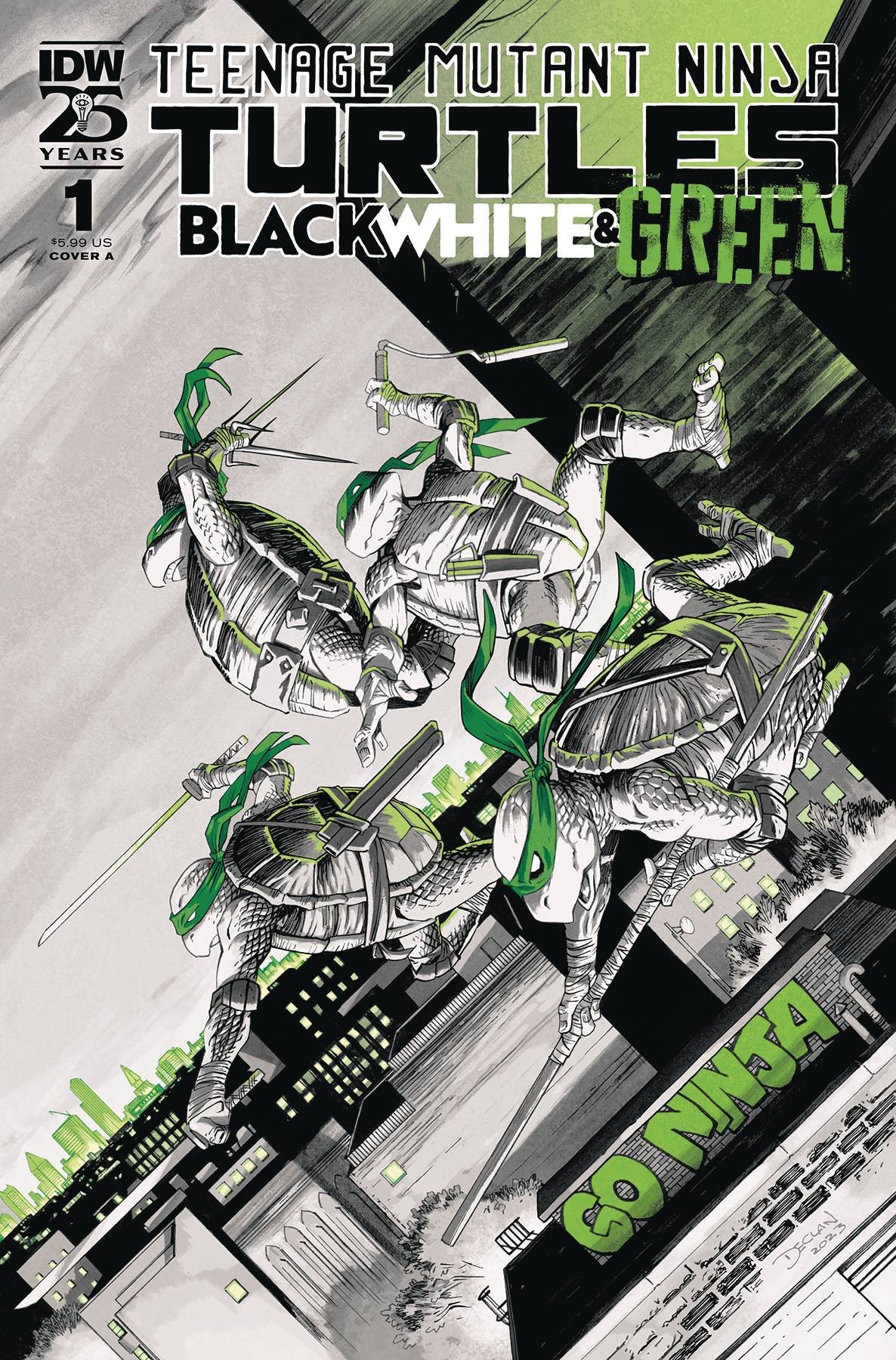 IDW PUBLISHING COMIC BOOK TMNT BLACK WHITE & GREEN #1 CVR A SHALVEY