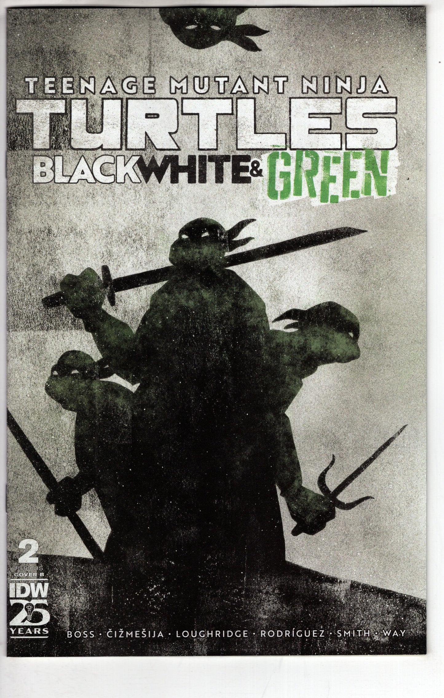 IDW PUBLISHING COMIC BOOKS TMNT BLACK WHITE & GREEN #2 CVR B LOVE