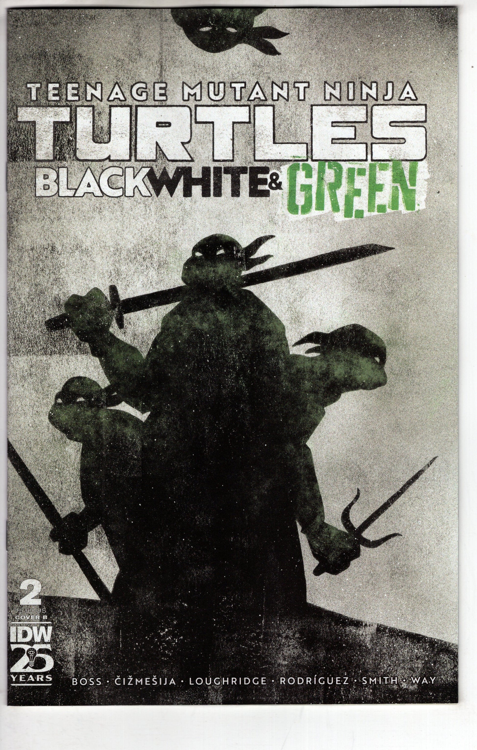IDW PUBLISHING COMIC BOOKS TMNT BLACK WHITE & GREEN #2 CVR B LOVE