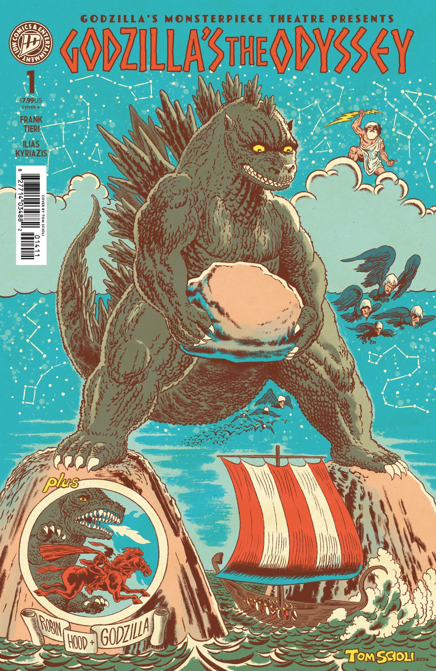 IDW Publishing NEW THIS WEEK Godzilla’s Monsterpiece Theatre Presents: Godzilla’s The Odyssey Cover A (Scioli) (VF/NM)