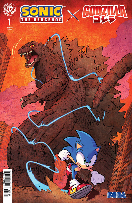 IDW Publishing NEW THIS WEEK Sonic the Hedgehog x Godzilla #1 Cover A (Lawrence) (VF/NM)