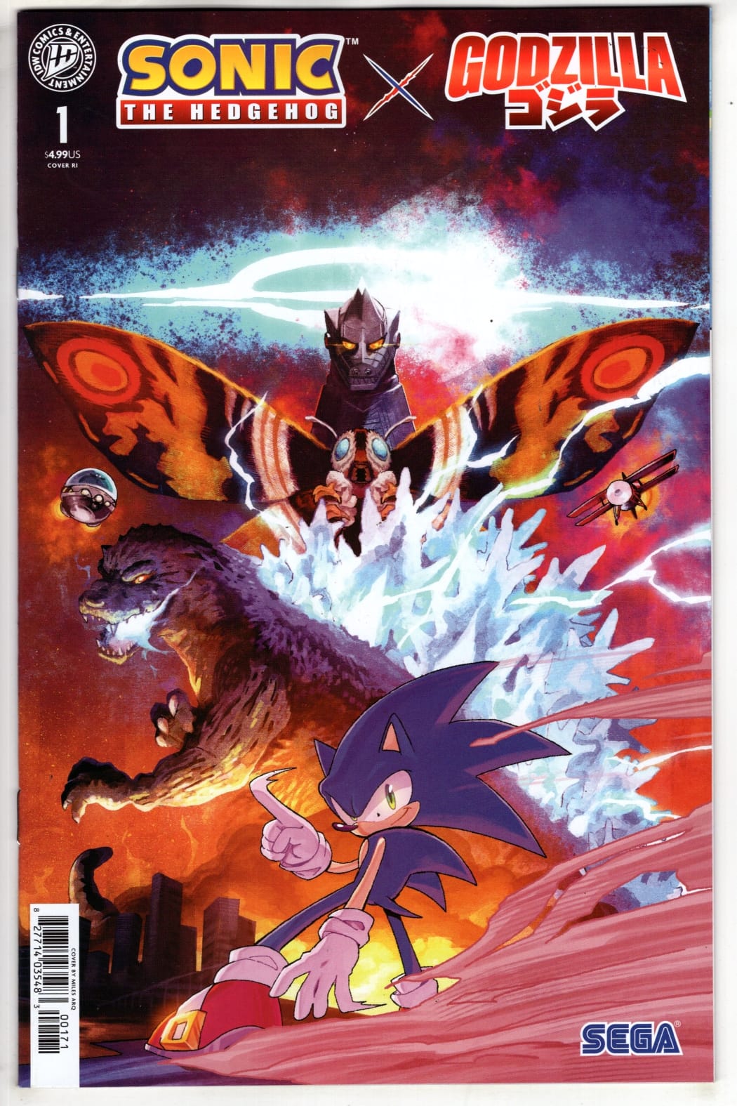 IDW Publishing NEW THIS WEEK Sonic the Hedgehog x Godzilla #1 Variant RI (50) (Arq) (VF/NM)